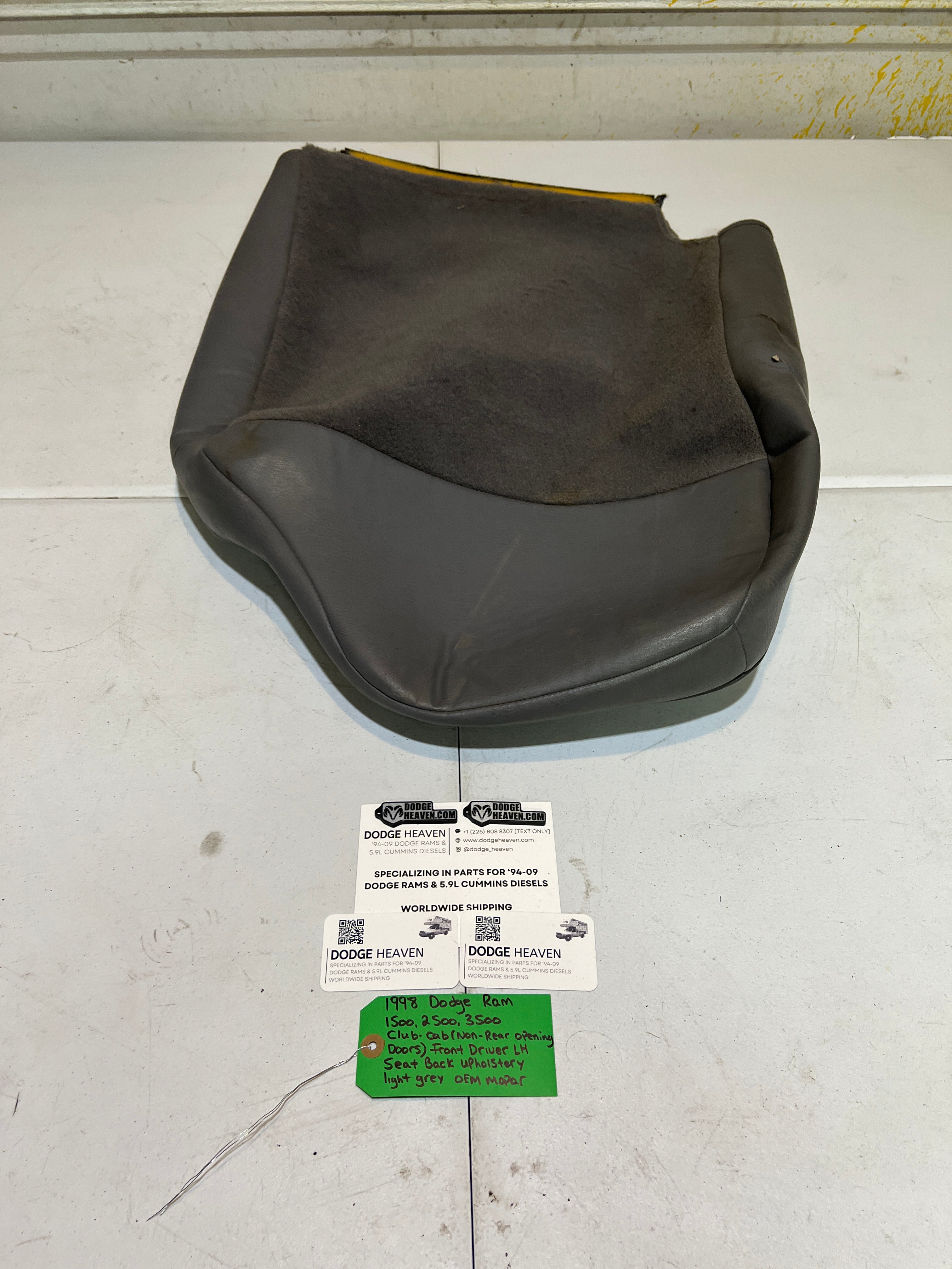 1998-1998 Dodge Ram Club Cab Front Driver Seat Back Upholstery Light Grey