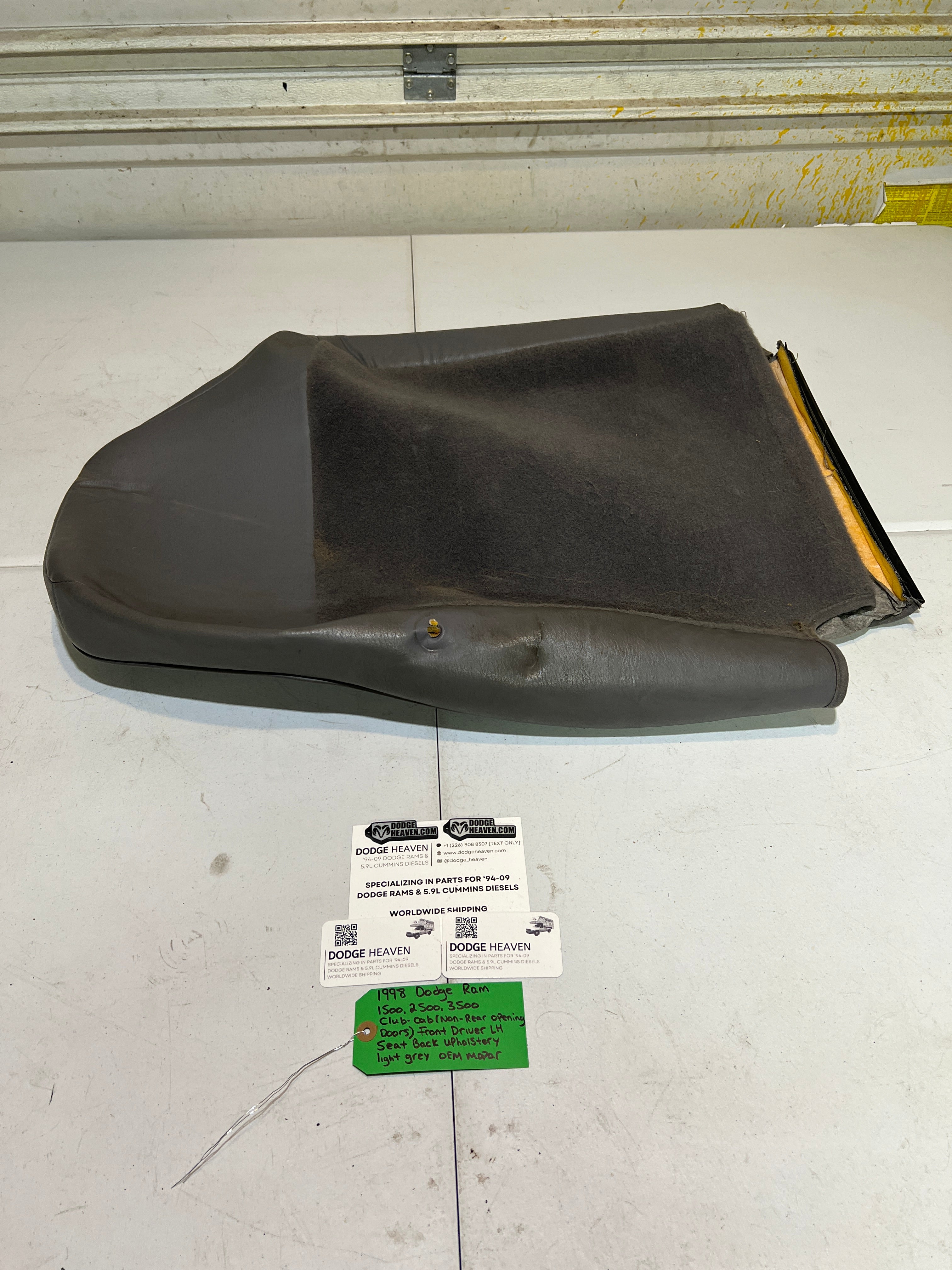 1998-1998 Dodge Ram Club Cab Front Driver Seat Back Upholstery Light Grey