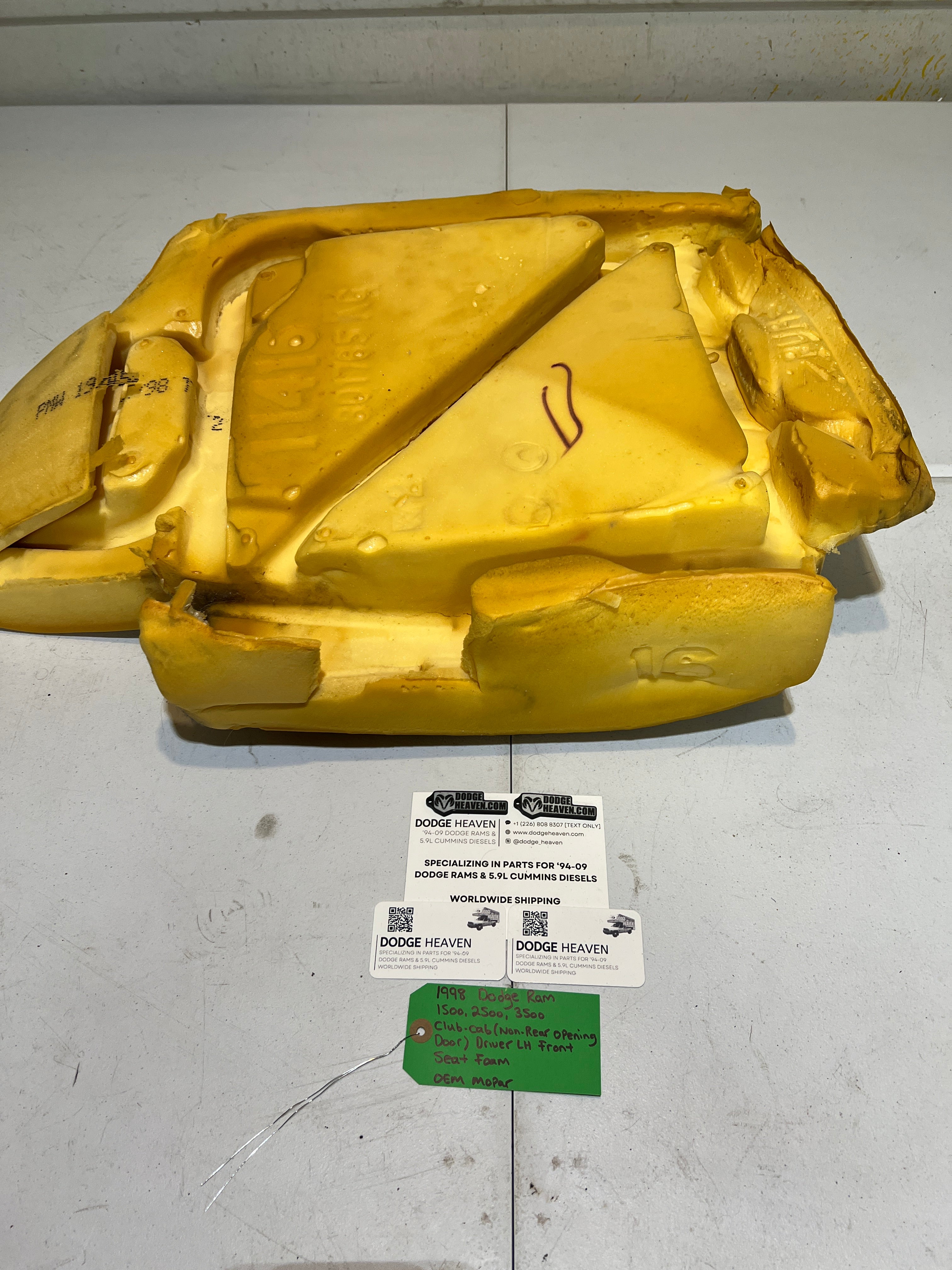 1998-1998 Dodge Ran 1500-3500 Club Cab Front Driver Seat Foam Back Rest