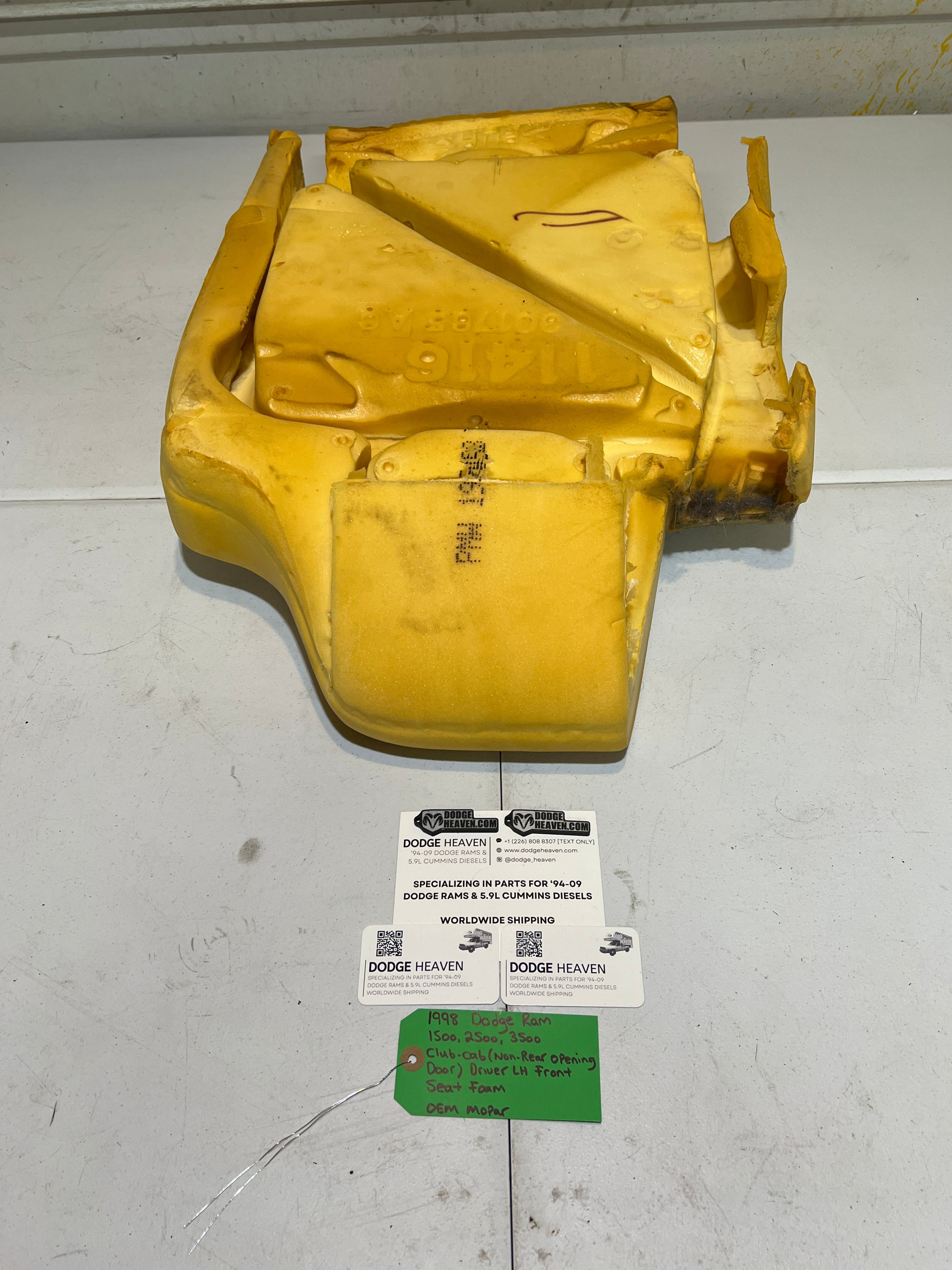 1998-1998 Dodge Ran 1500-3500 Club Cab Front Driver Seat Foam Back Rest