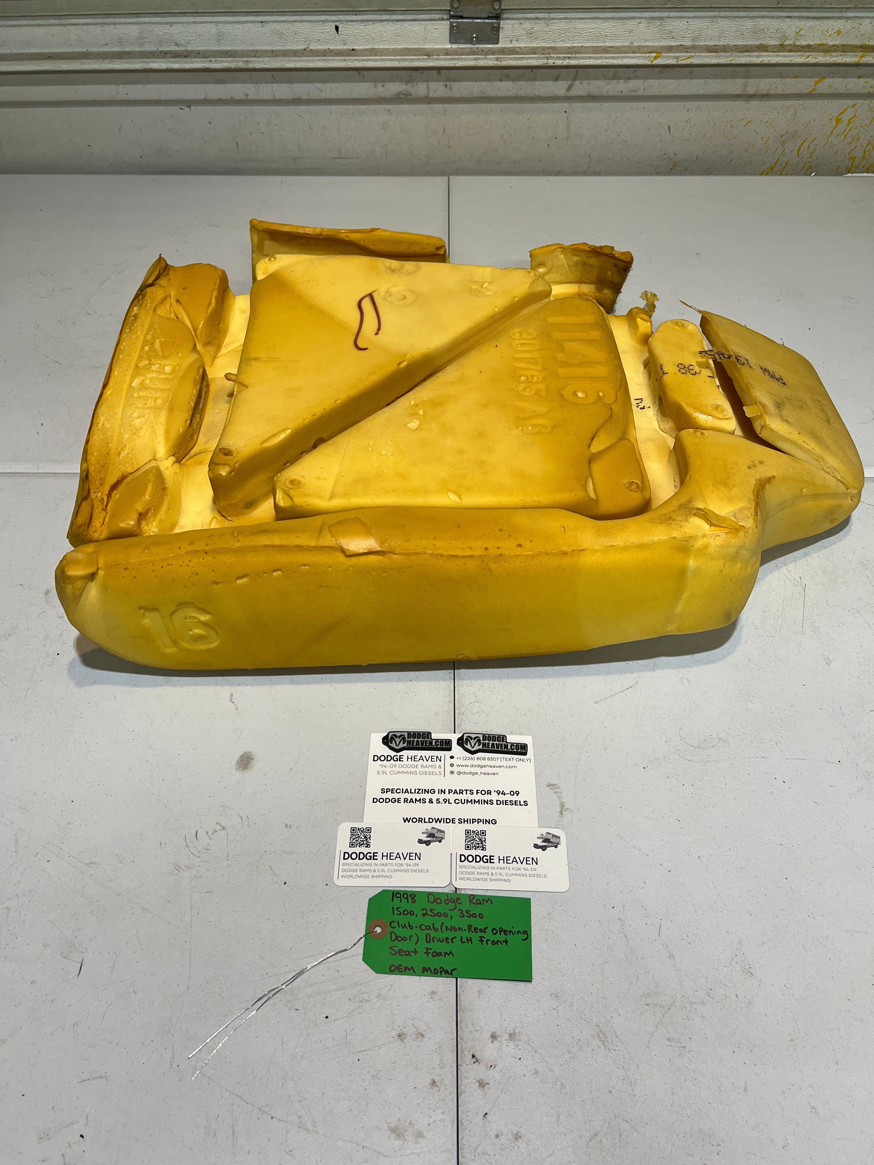 1998-1998 Dodge Ran 1500-3500 Club Cab Front Driver Seat Foam Back Rest