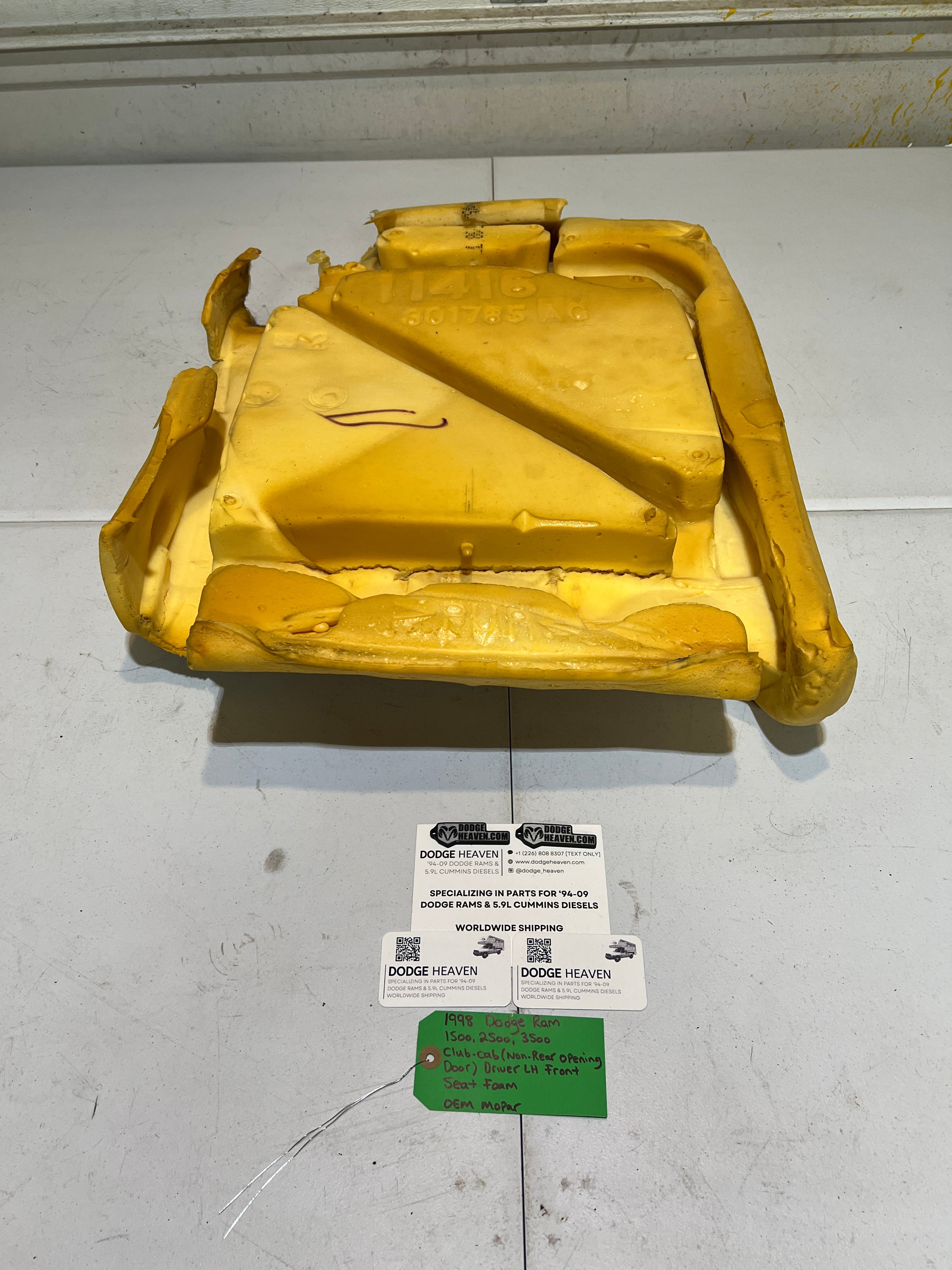 1998-1998 Dodge Ran 1500-3500 Club Cab Front Driver Seat Foam Back Rest