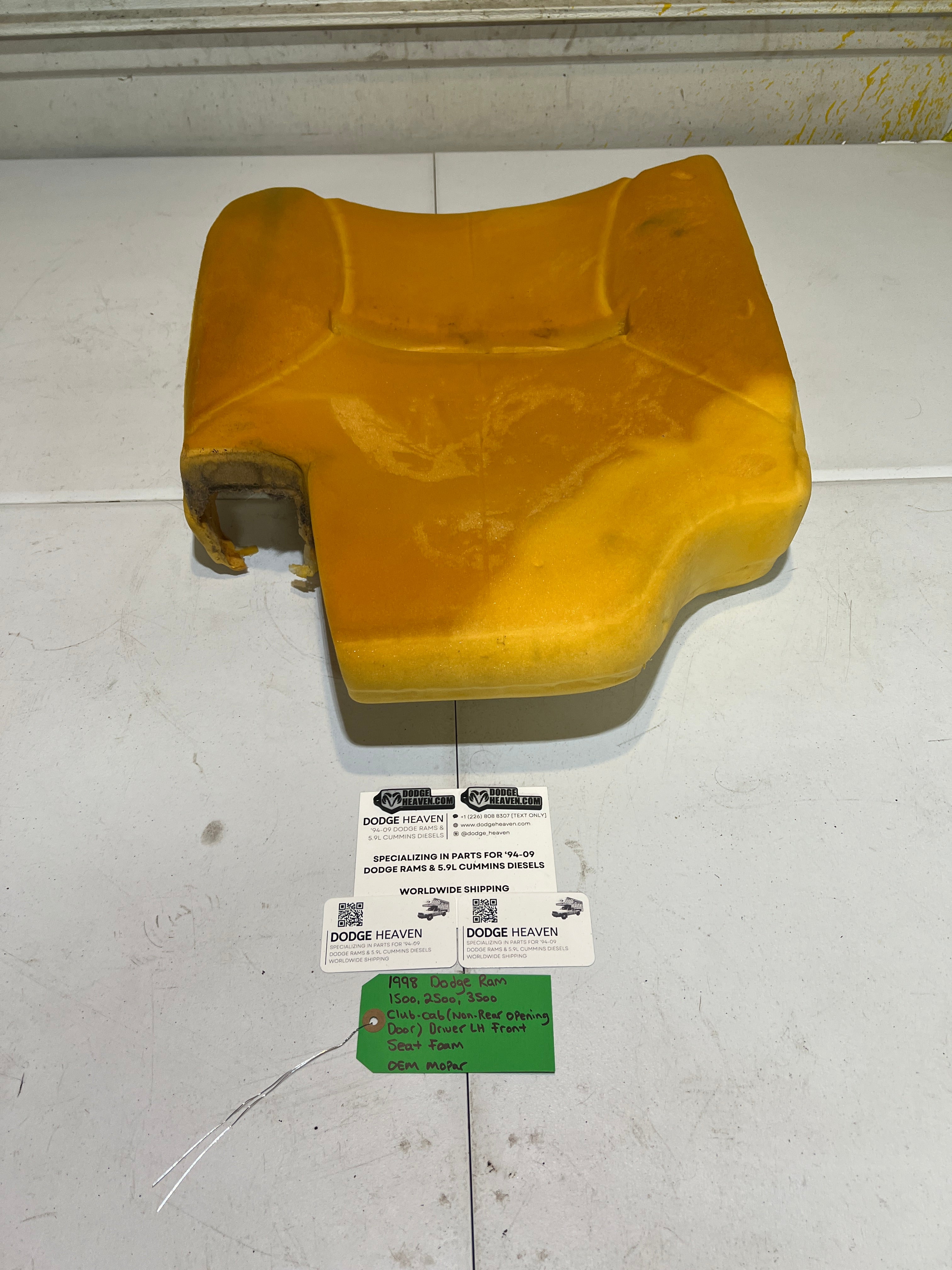 1998-1998 Dodge Ran 1500-3500 Club Cab Front Driver Seat Foam Back Rest