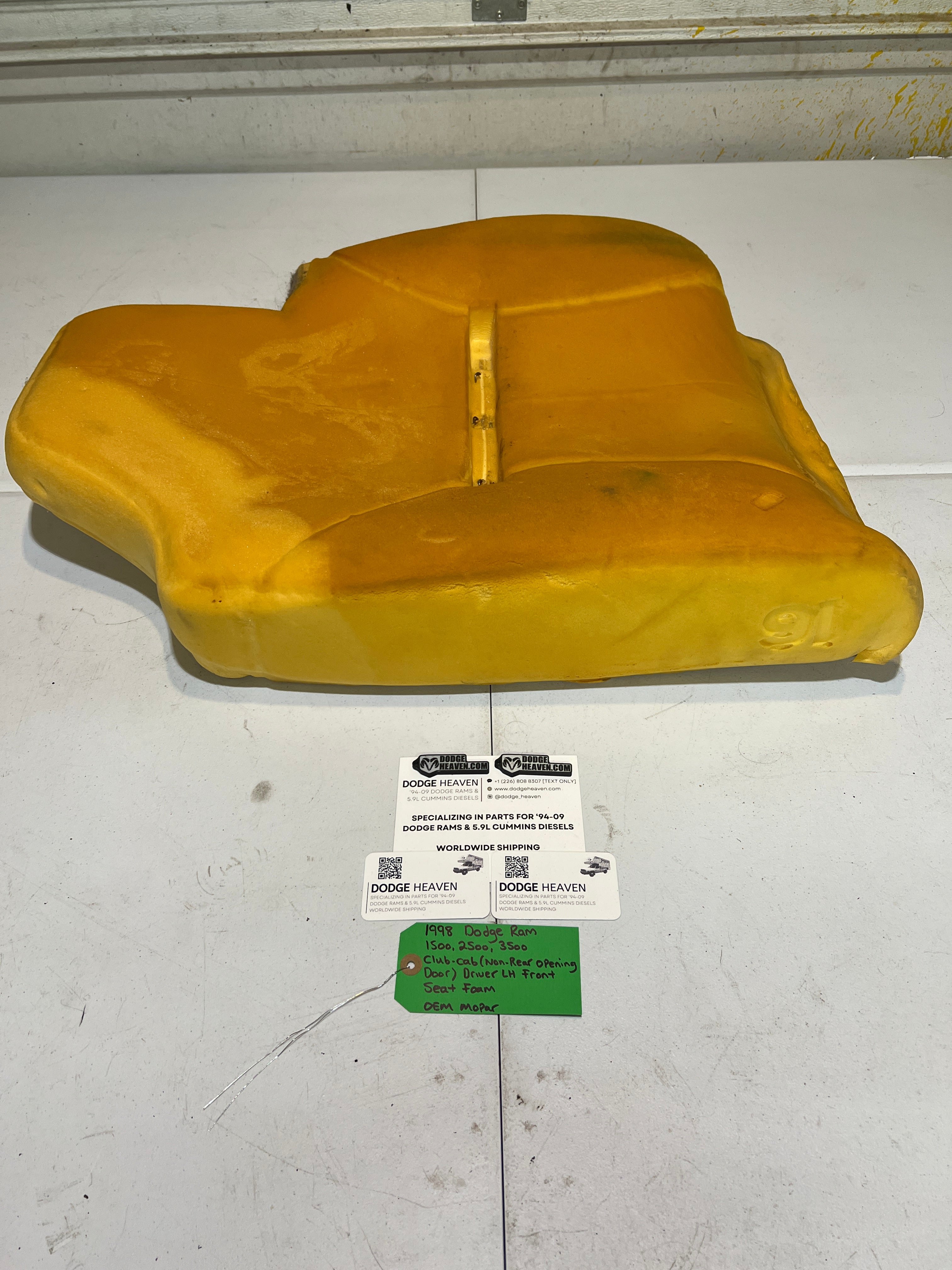 1998-1998 Dodge Ran 1500-3500 Club Cab Front Driver Seat Foam Back Rest