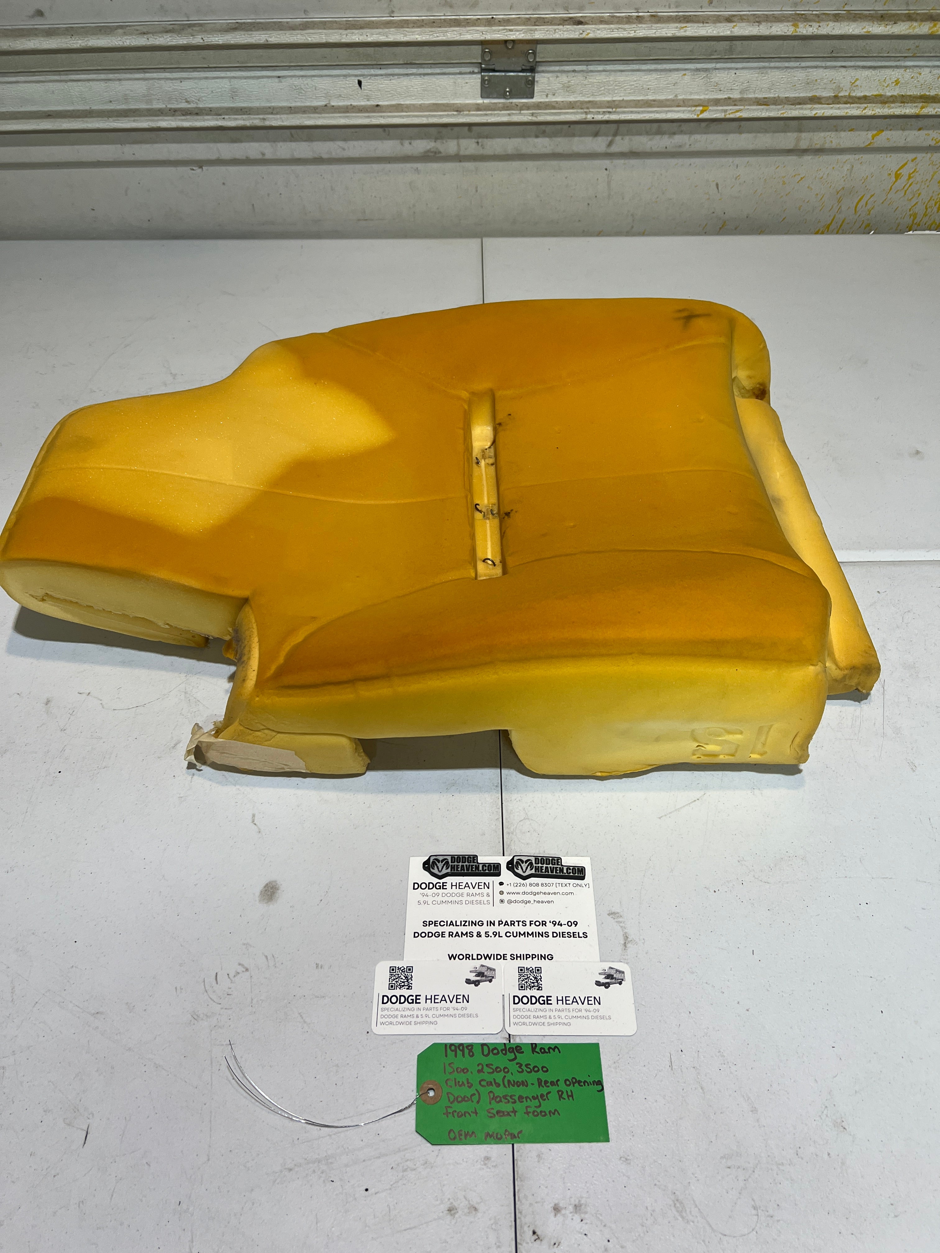 1998-1998 Dodge Ram 1500-3500 Club Cab Front Passenger Seat Foam Back Rest
