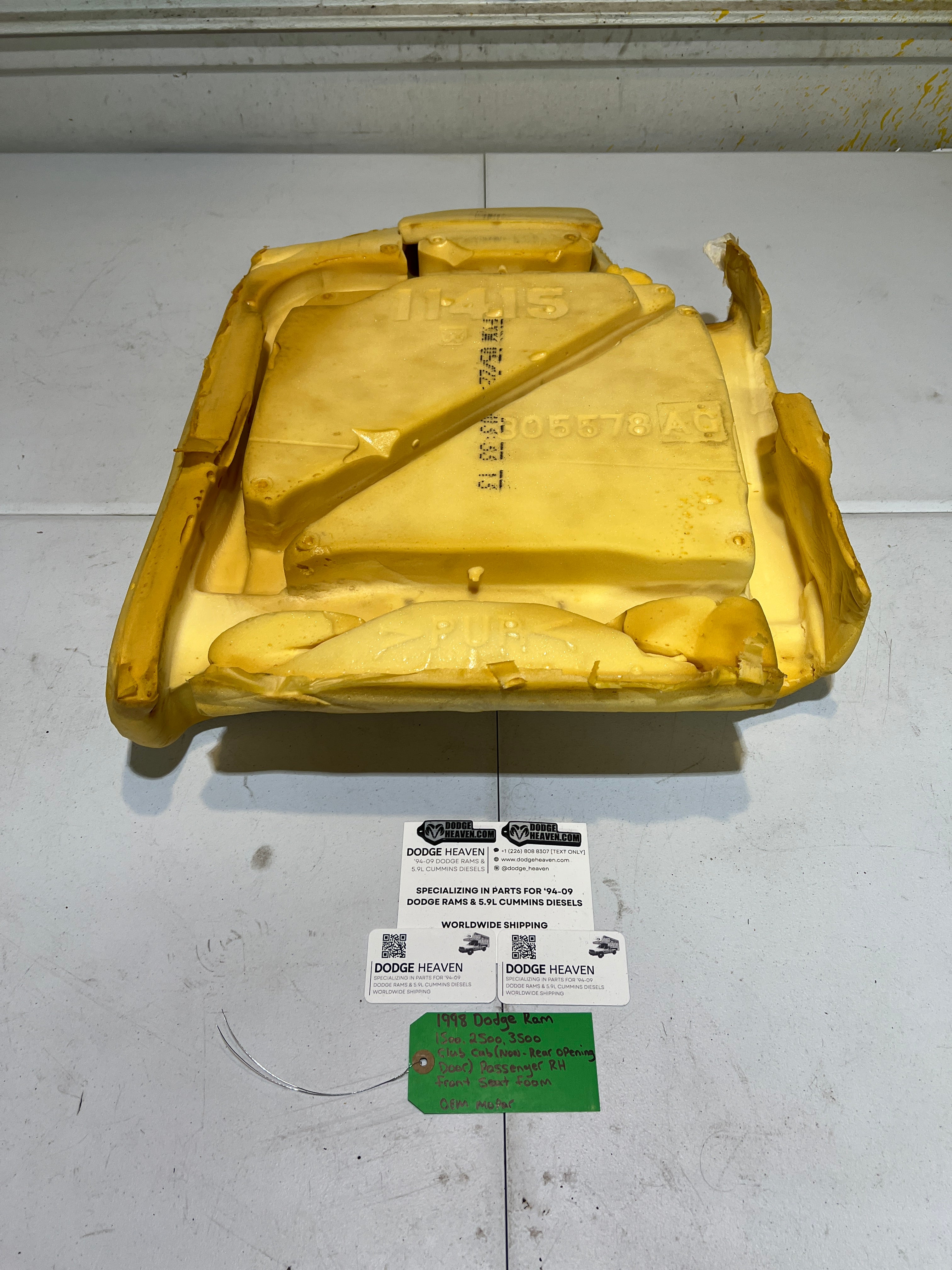 1998-1998 Dodge Ram 1500-3500 Club Cab Front Passenger Seat Foam Back Rest