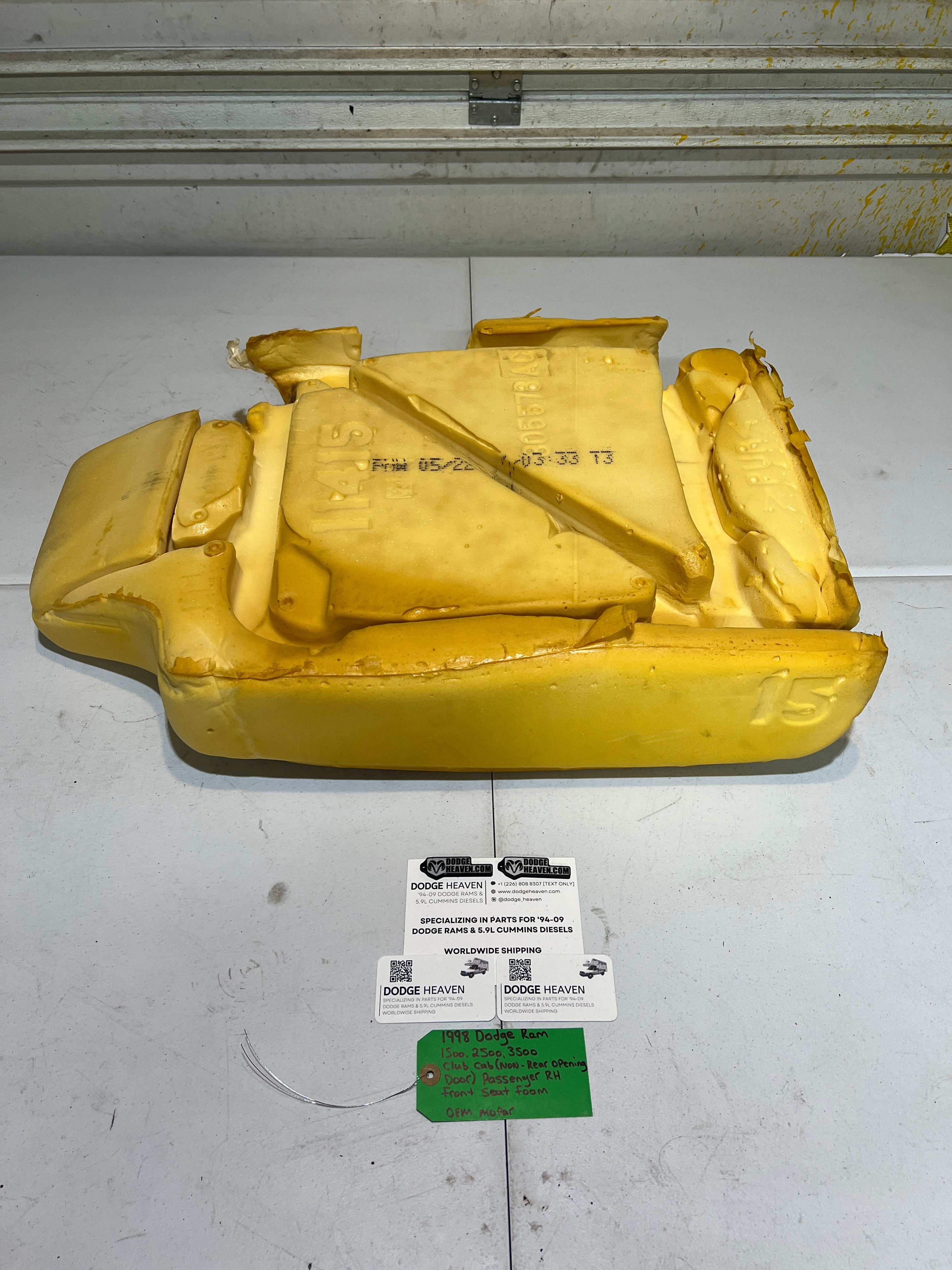 1998-1998 Dodge Ram 1500-3500 Club Cab Front Passenger Seat Foam Back Rest