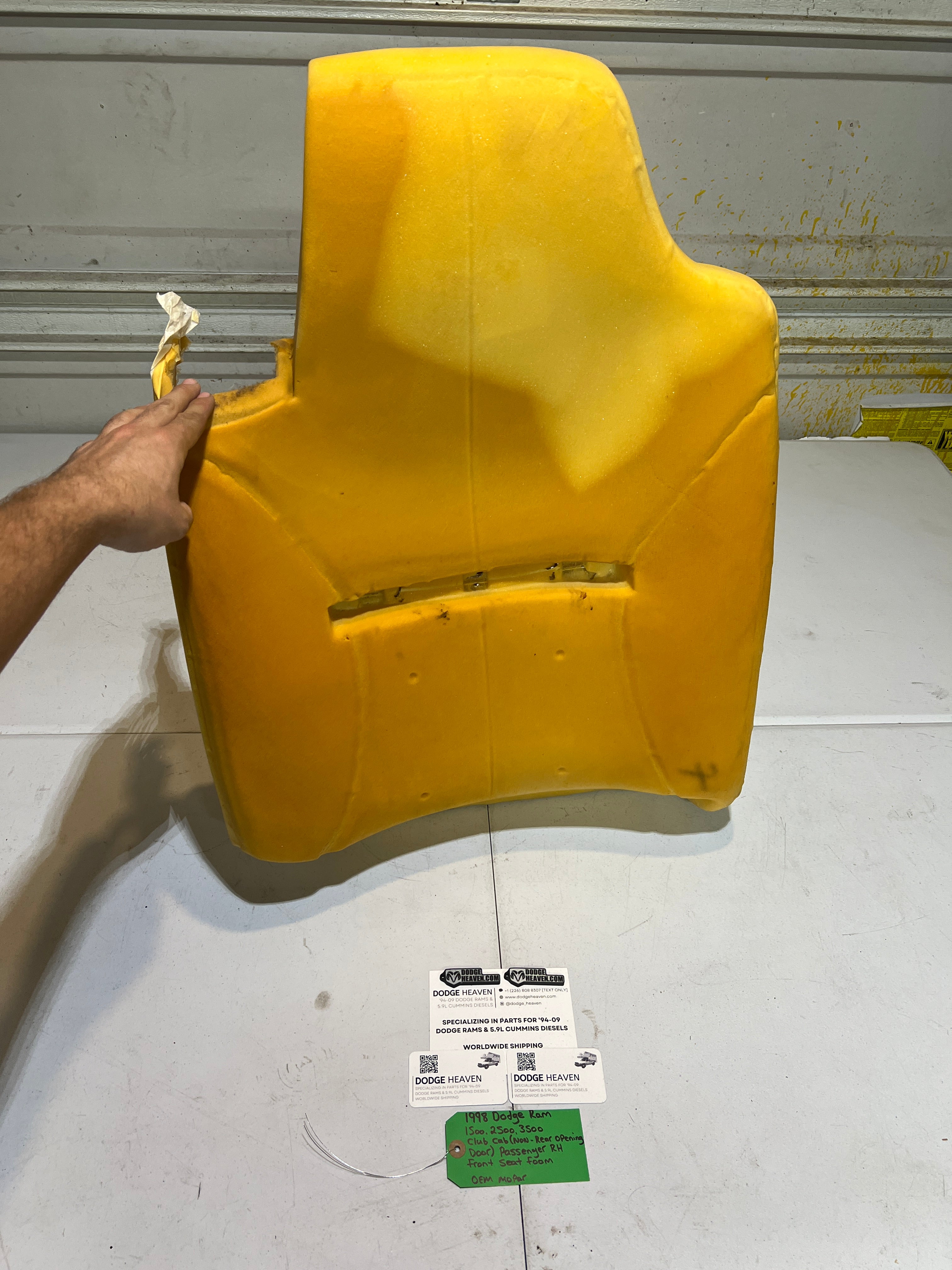1998-1998 Dodge Ram 1500-3500 Club Cab Front Passenger Seat Foam Back Rest