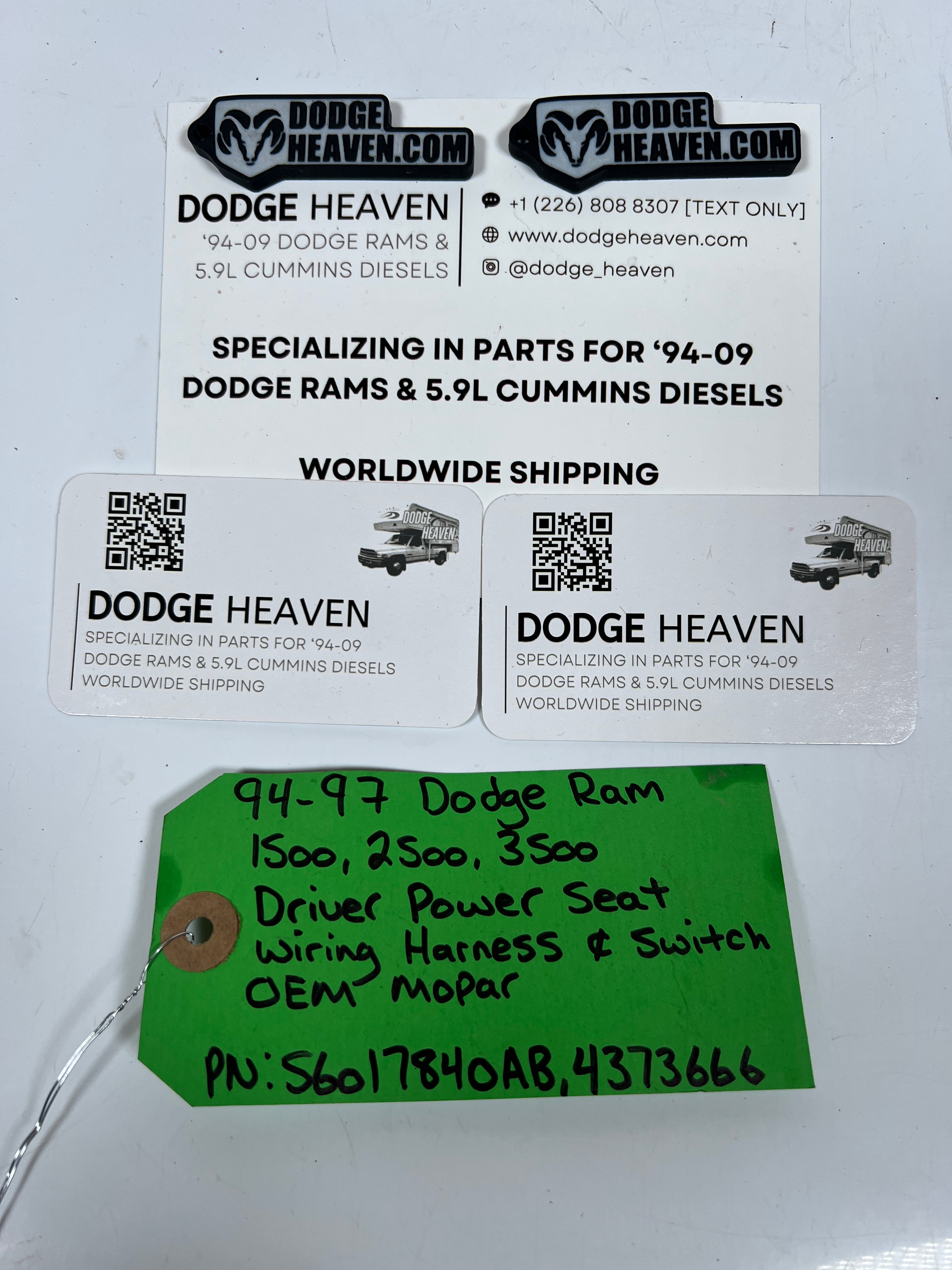1994-1997 Dodge Ram Driver-Side Power Seat Wiring Harness & Switch (OEM)