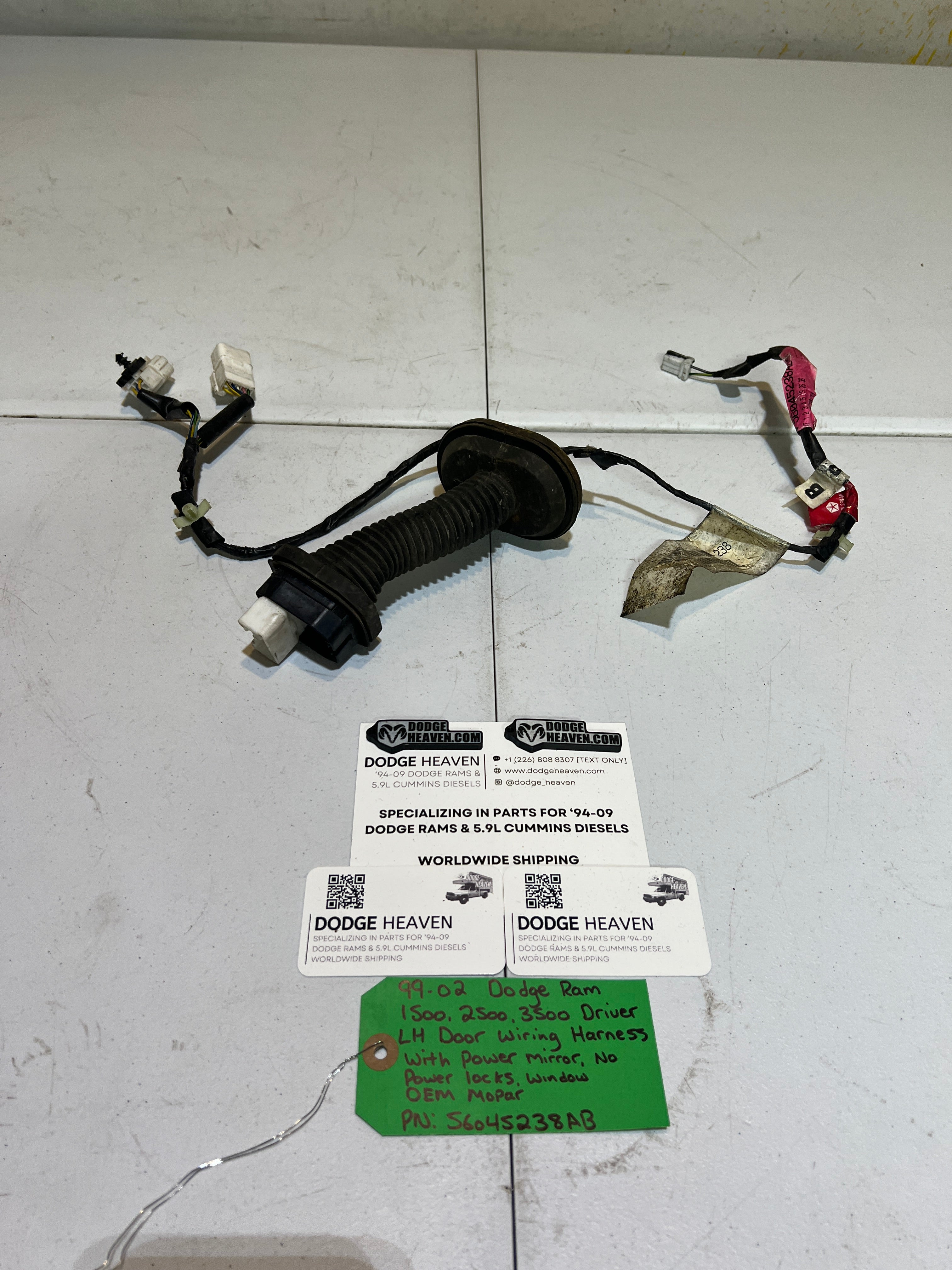 1999-2002 Dodge Ram Driver Door Wiring Harness Power Mirror