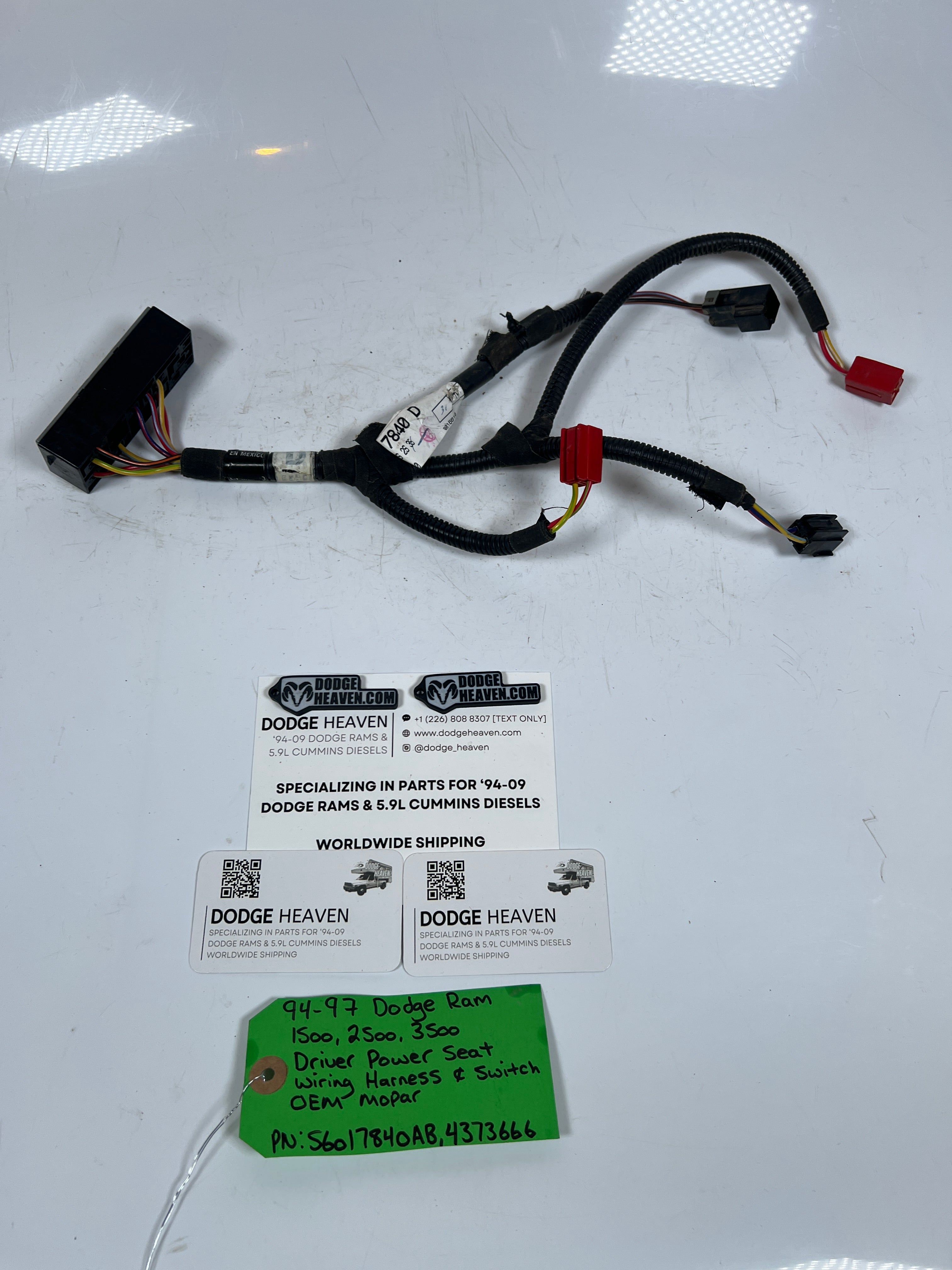1994-1997 Dodge Ram Driver-Side Power Seat Wiring Harness & Switch (OEM)