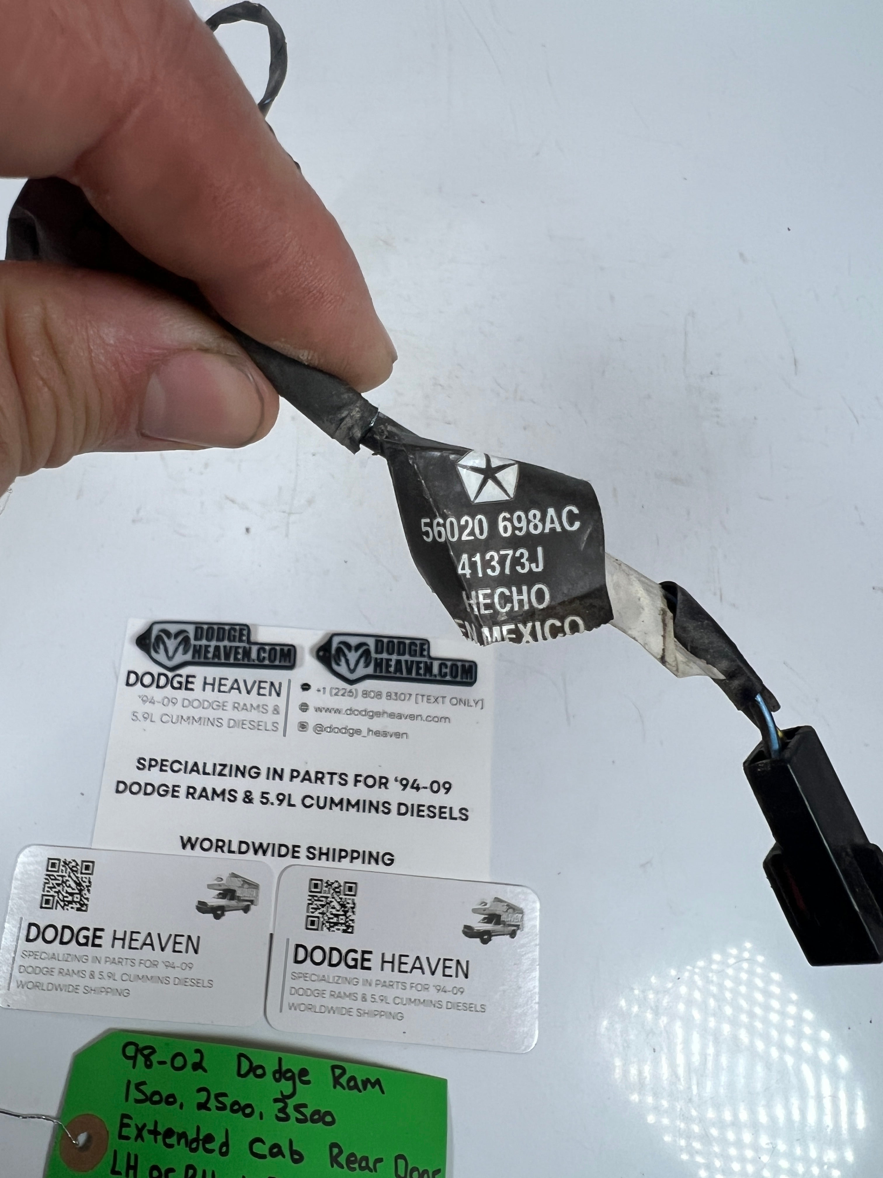 1998-2002 Dodge Ram 1500 2500 3500 Rear Door Speaker Wire Harness (OEM)