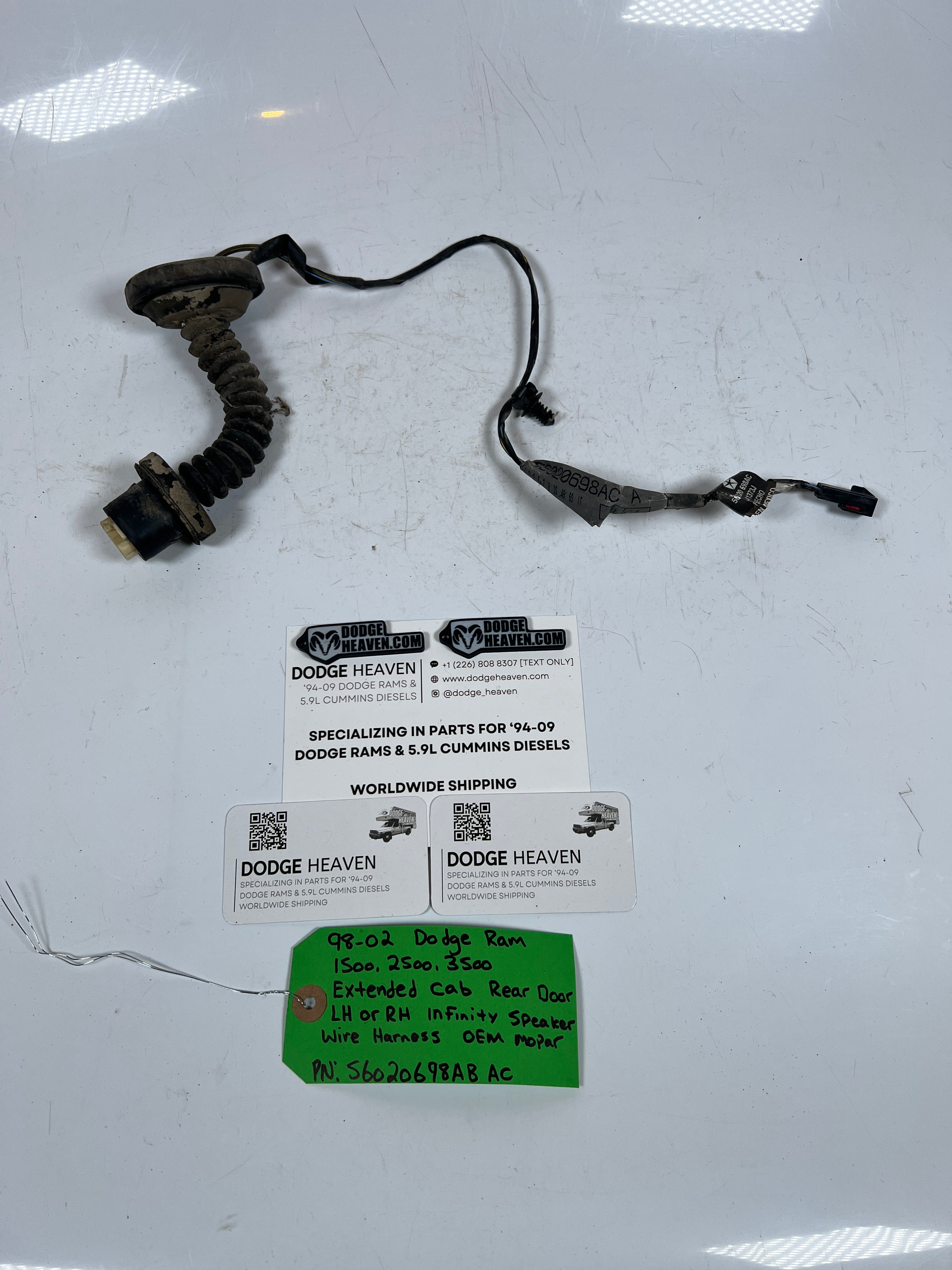1998-2002 Dodge Ram 1500 2500 3500 Rear Door Speaker Wire Harness (OEM)