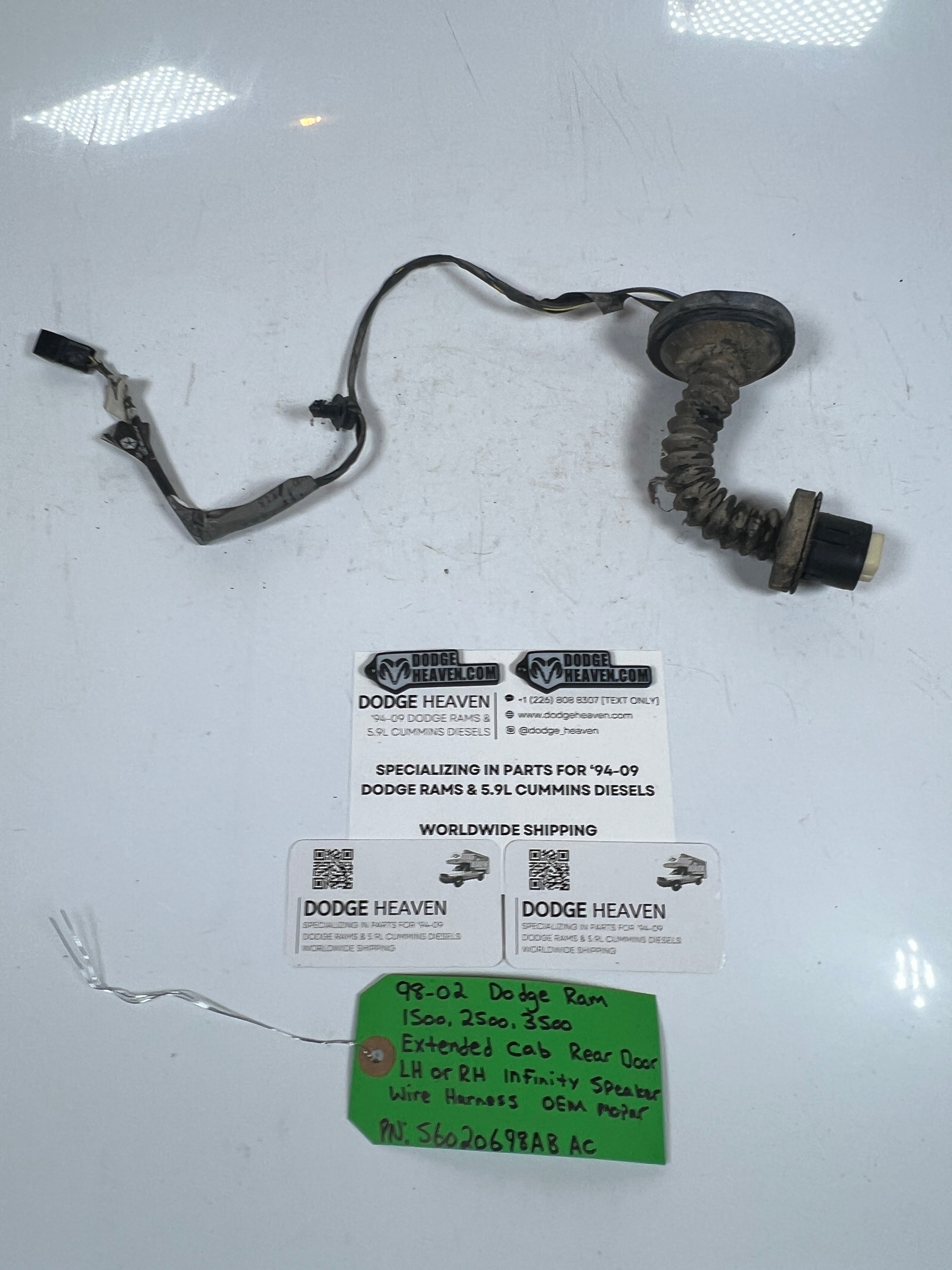 1998-2002 Dodge Ram 1500 2500 3500 Rear Door Speaker Wire Harness (OEM)