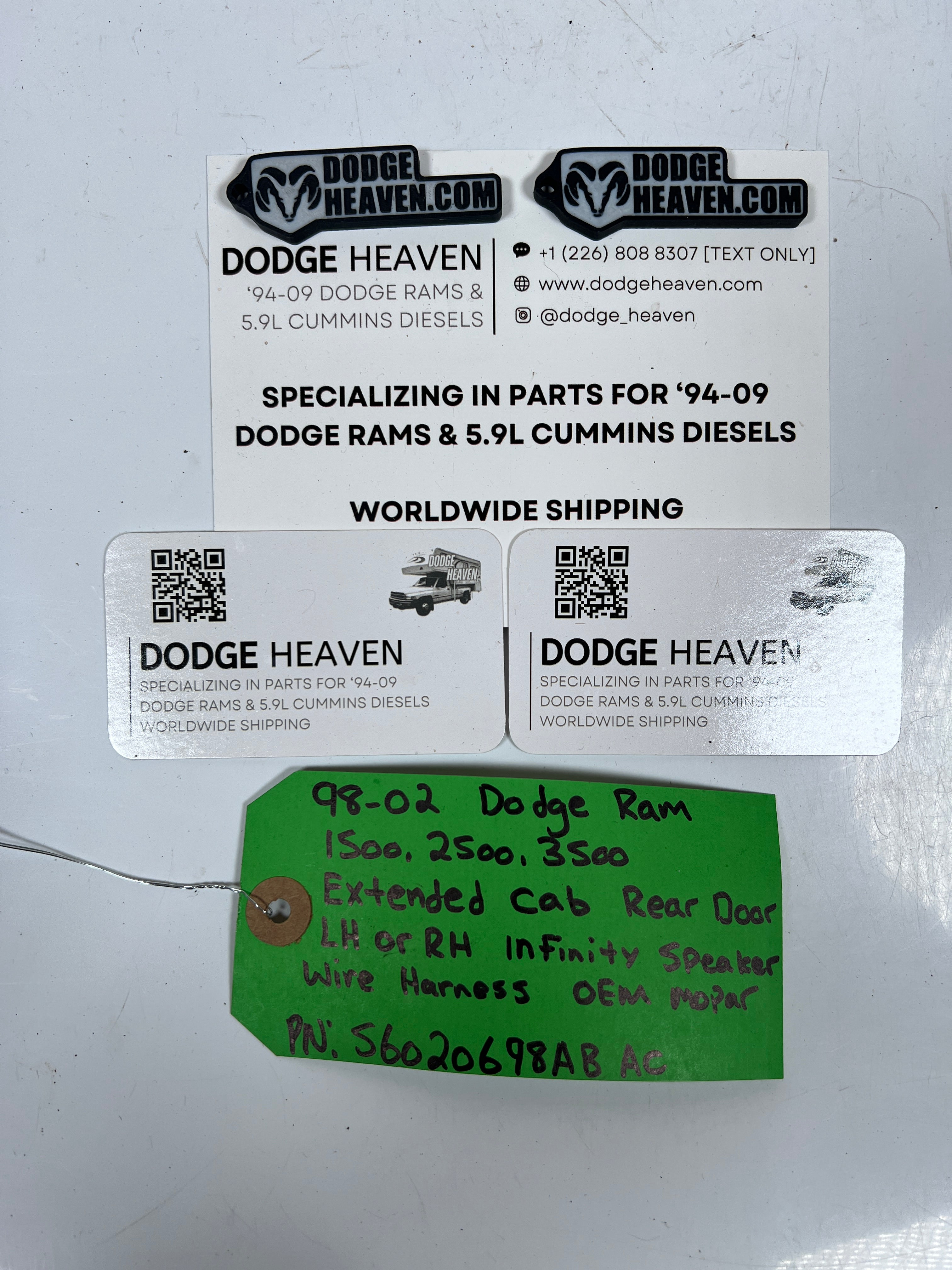 1998-2002 Dodge Ram 1500 2500 3500 Rear Door Speaker Wire Harness (OEM)