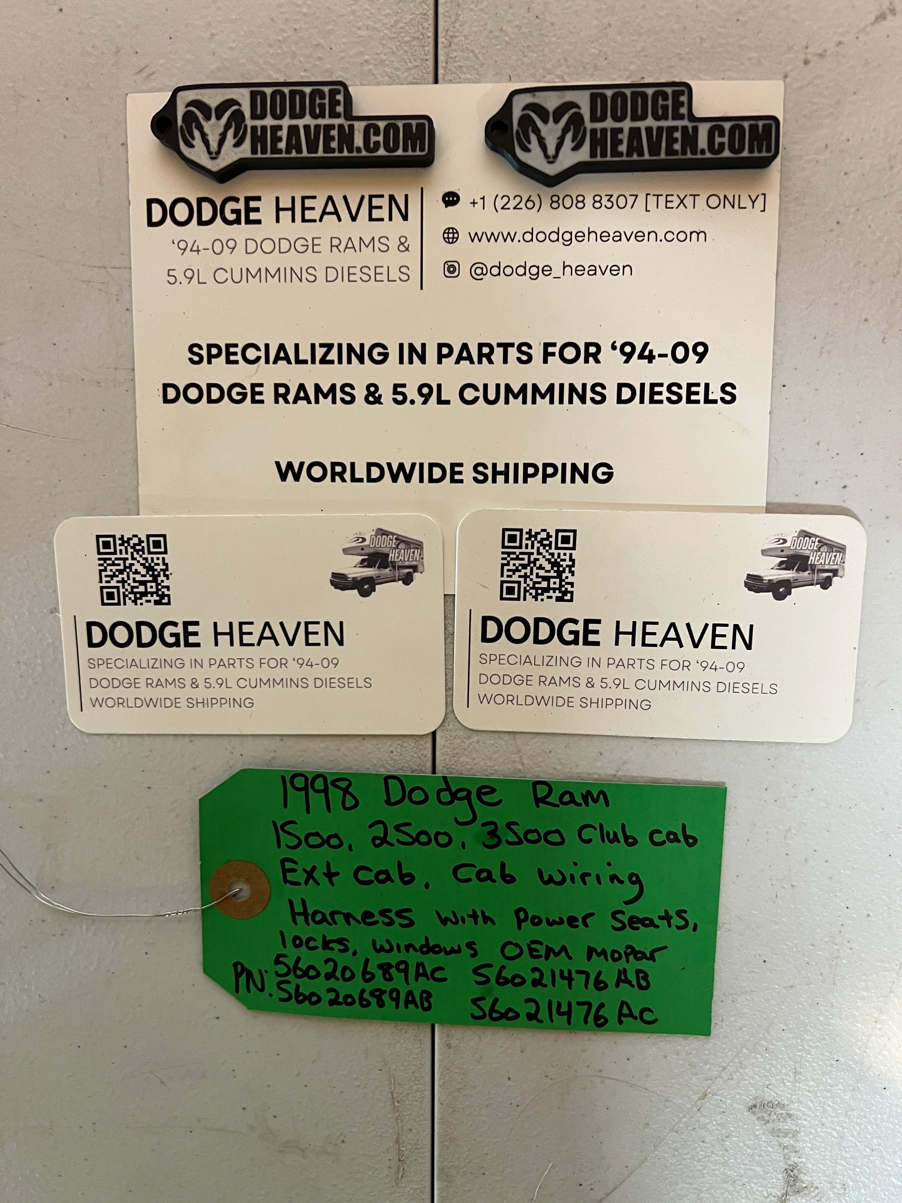 1998-1998 Dodge Ram 1500-3500 Extended Club Cab Wiring Harness