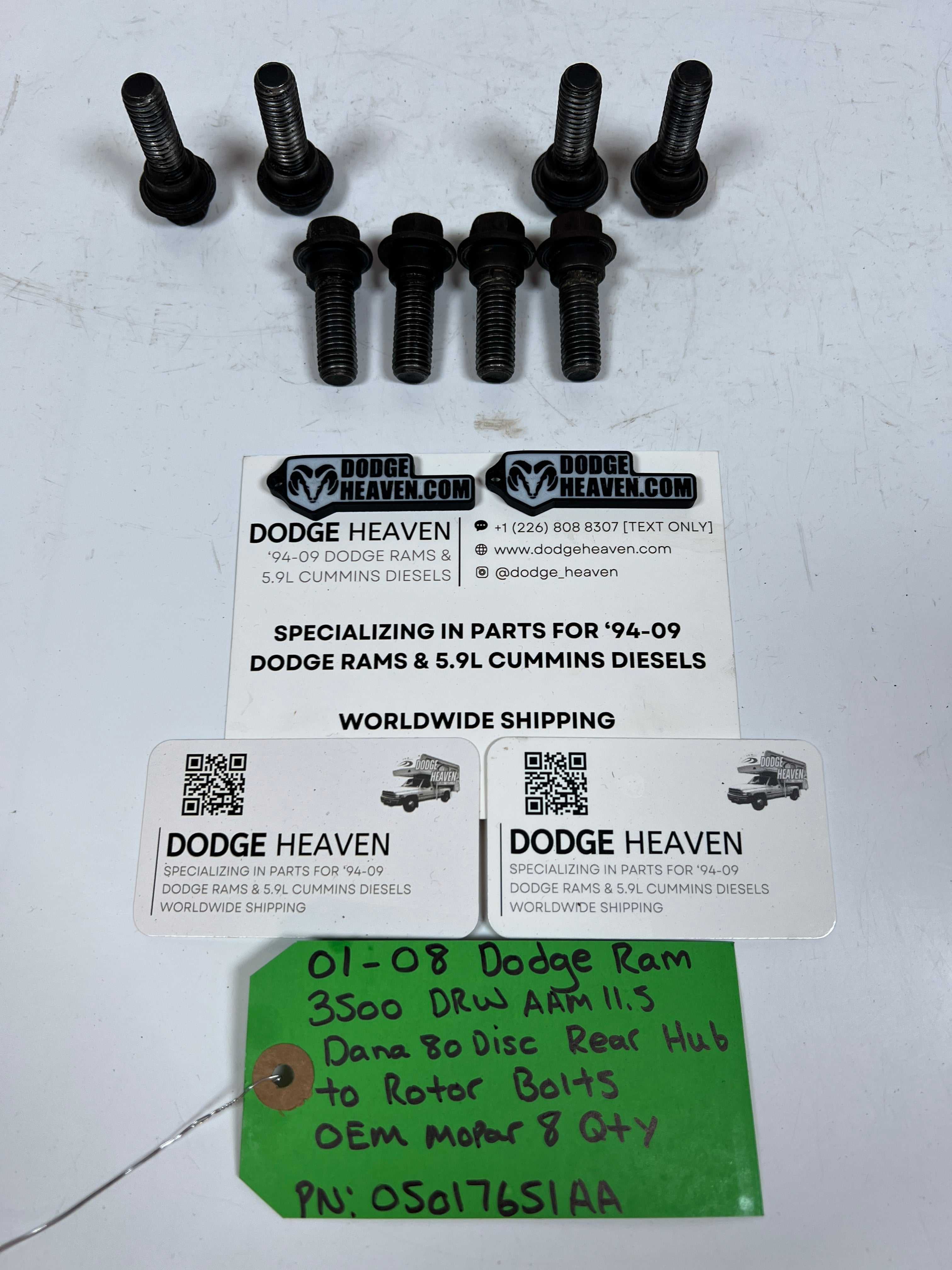 2001-2008 Dodge Ram 3500 DRW Rear Disc Rotor to Hub Bolts 8 QTY