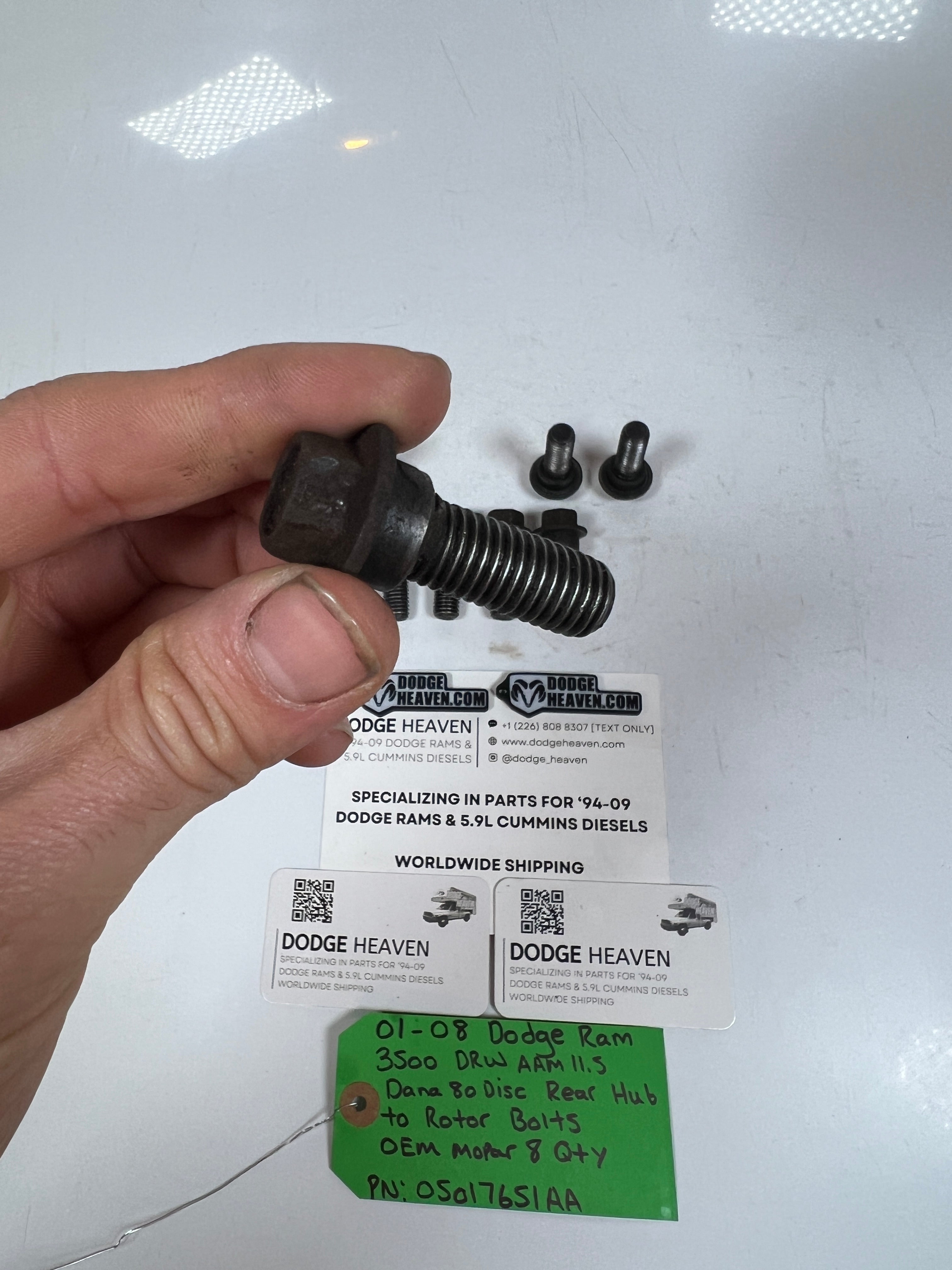 2001-2008 Dodge Ram 3500 DRW Rear Disc Rotor to Hub Bolts 8 QTY