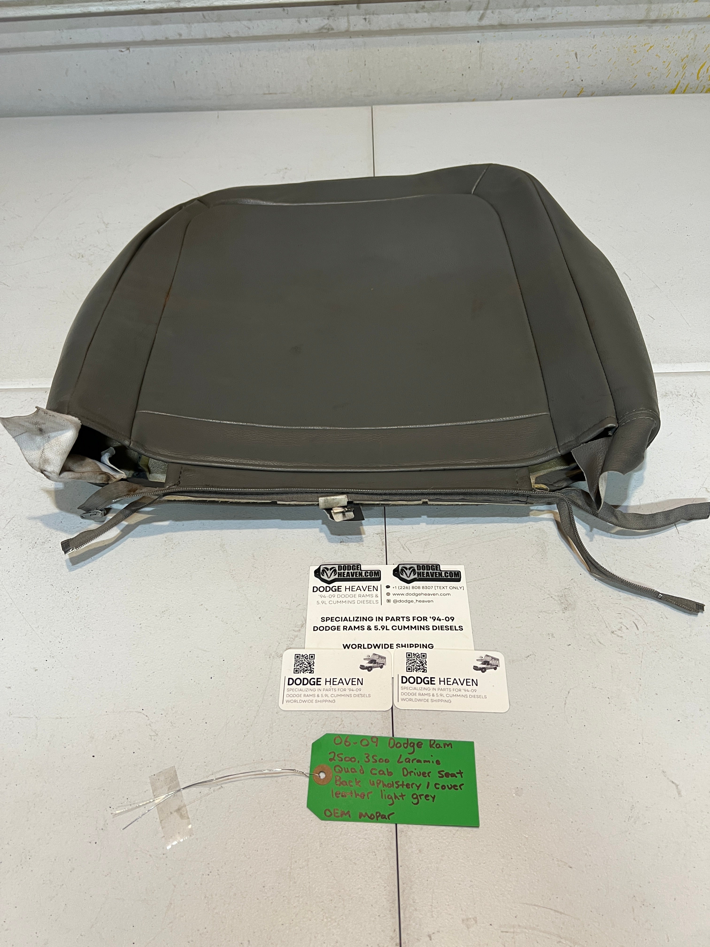 2006-2009 Dodge Ram 2500 3500 Laramie Driver Seat Back Leater Upholstery