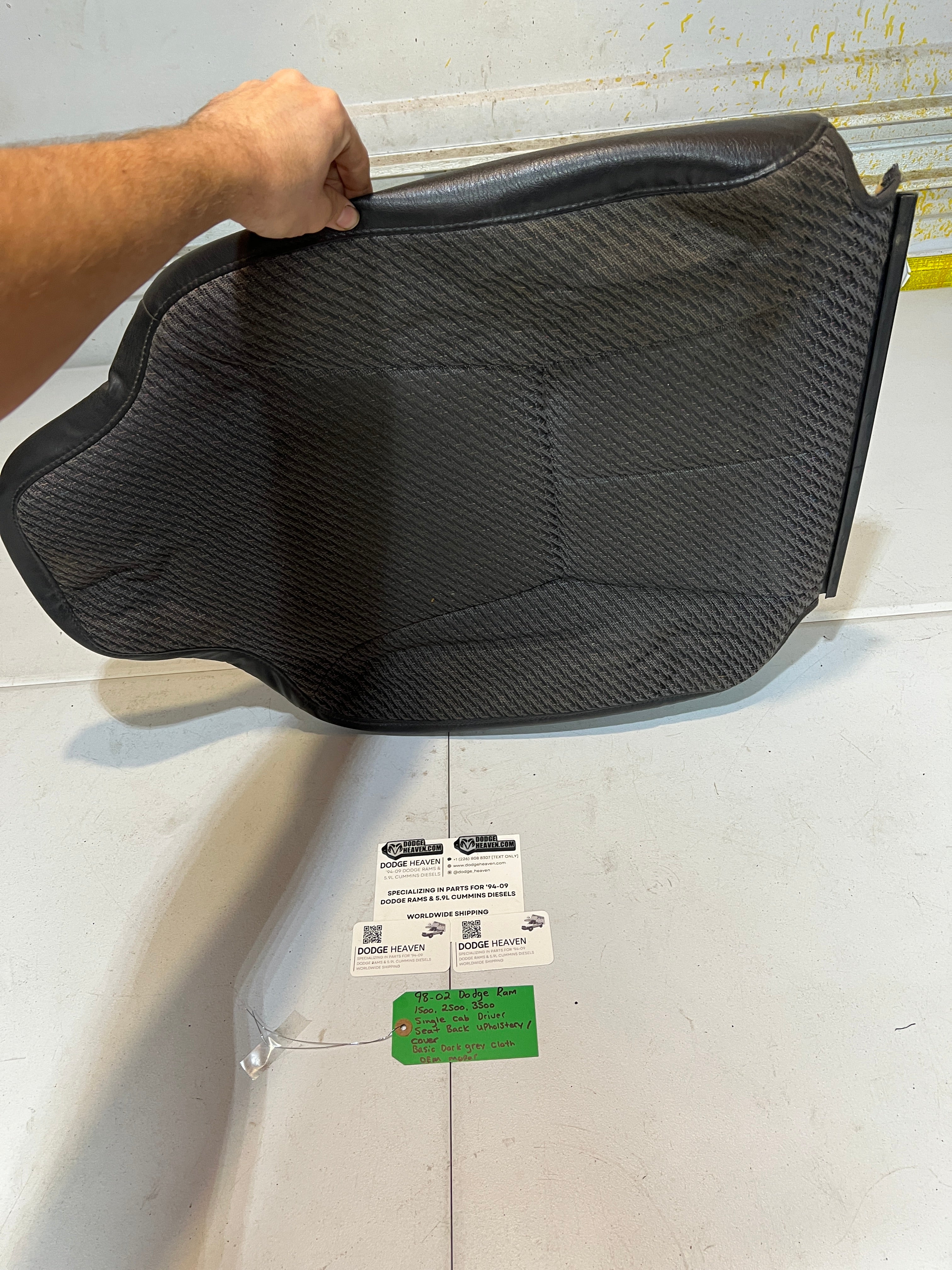 1998-2002 Dodge Raam 1500-3500 Single Cab Driver Seat Back Upholstery / Cover