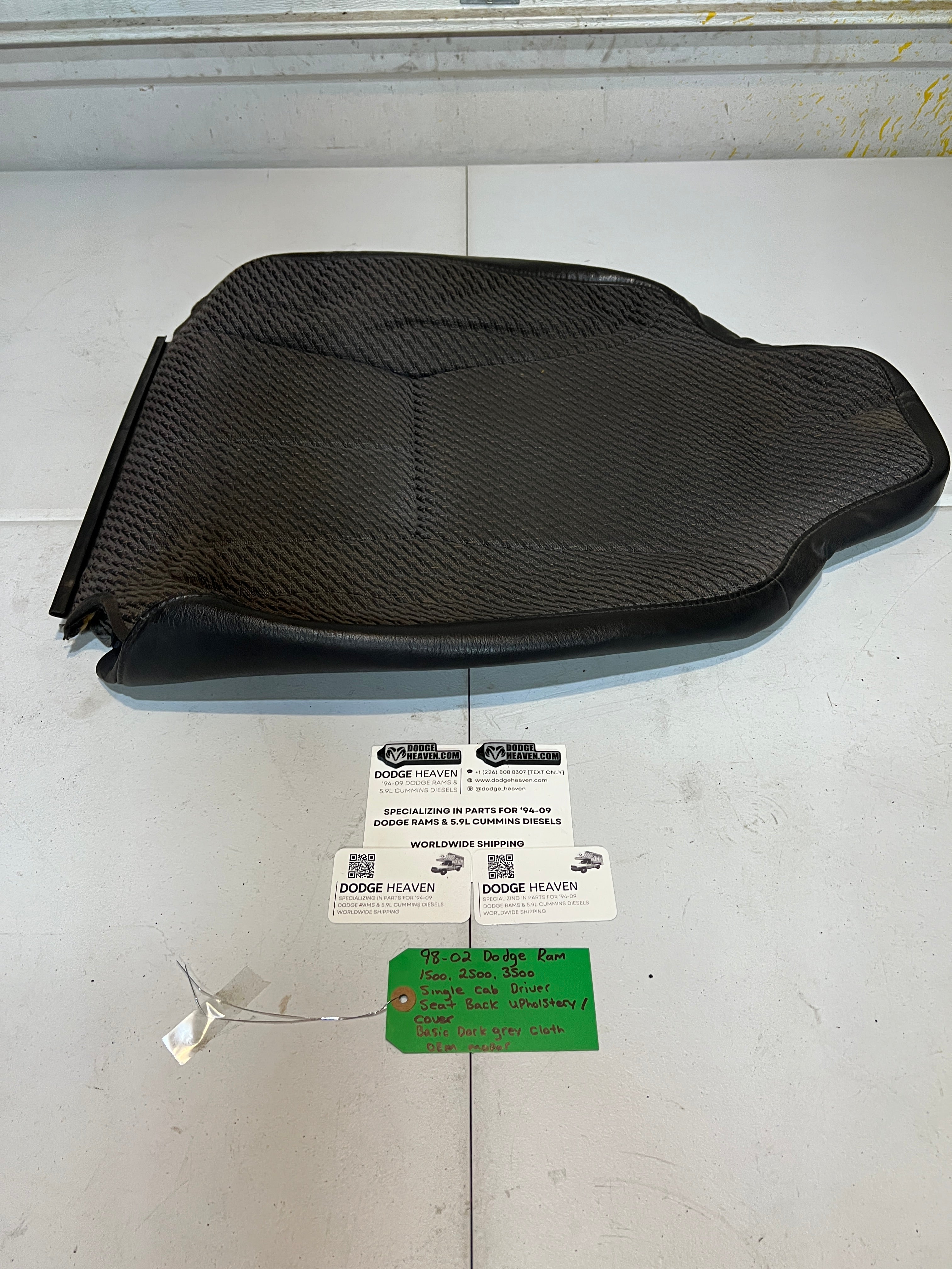 1998-2002 Dodge Raam 1500-3500 Single Cab Driver Seat Back Upholstery / Cover
