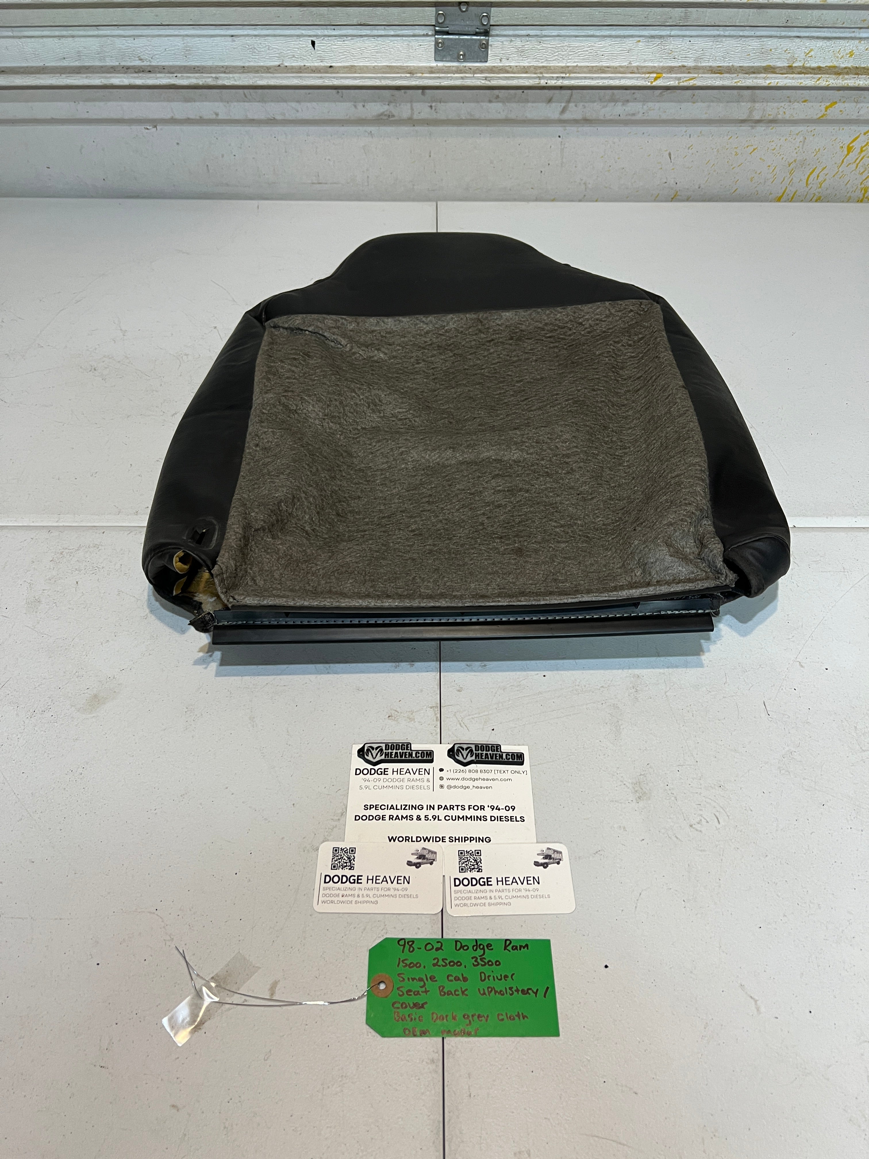 1998-2002 Dodge Raam 1500-3500 Single Cab Driver Seat Back Upholstery / Cover