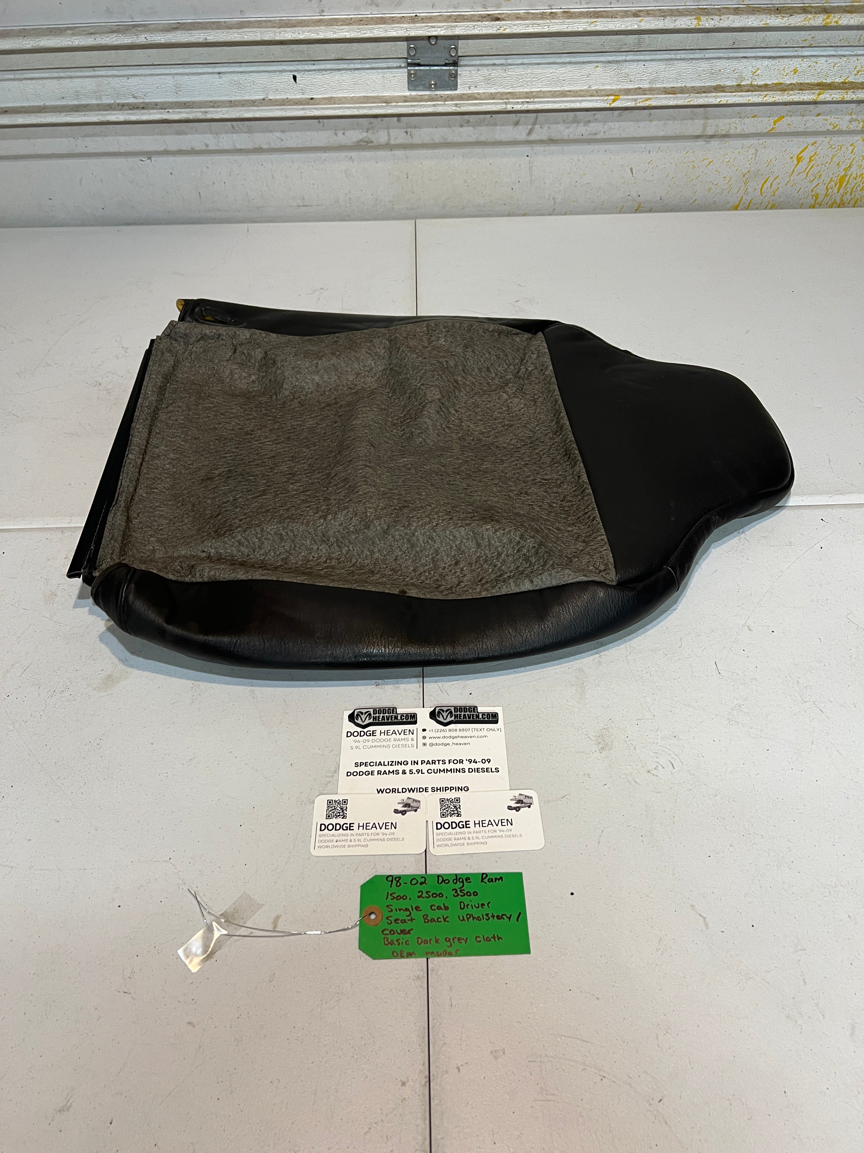 1998-2002 Dodge Raam 1500-3500 Single Cab Driver Seat Back Upholstery / Cover