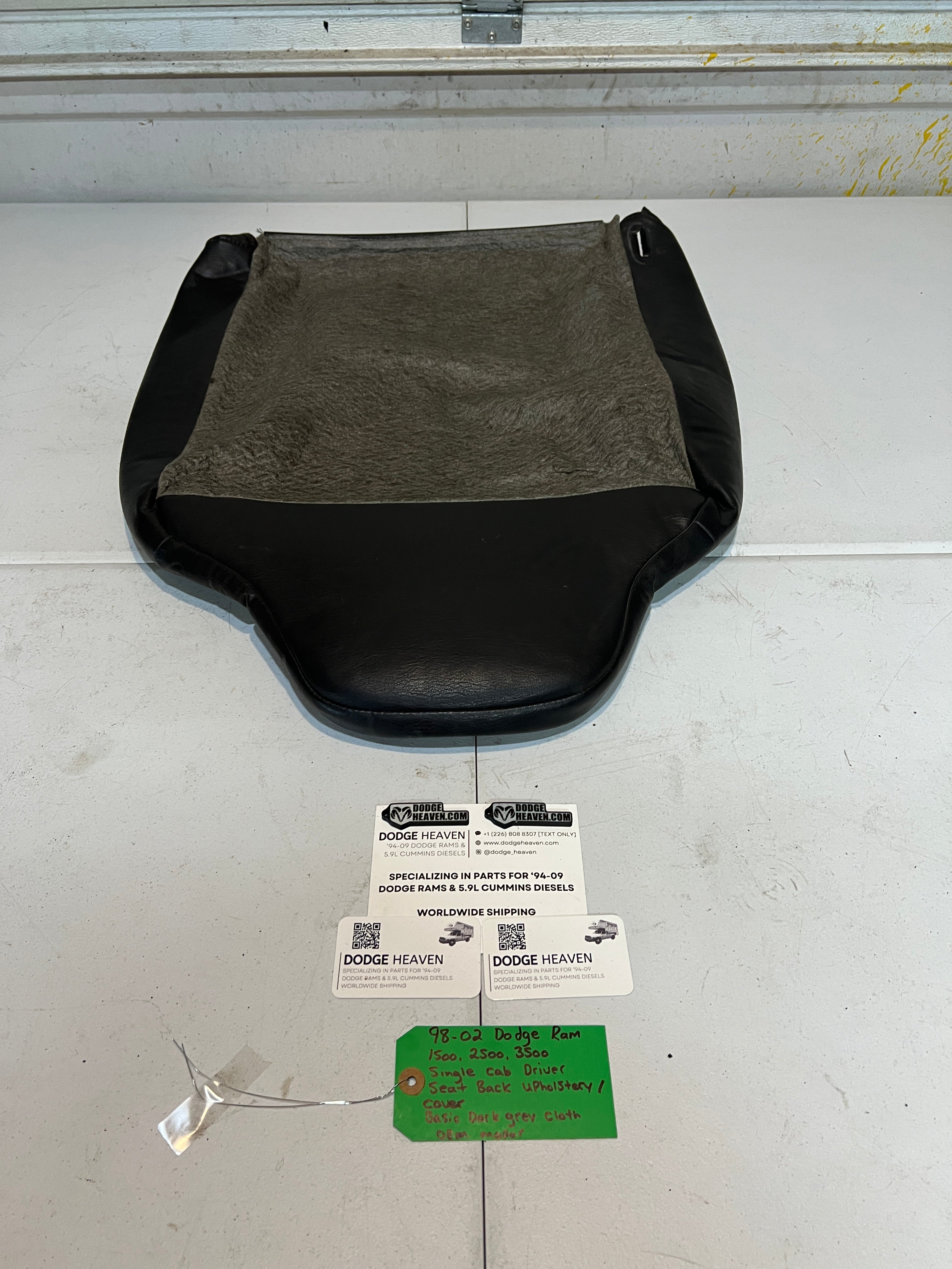 1998-2002 Dodge Raam 1500-3500 Single Cab Driver Seat Back Upholstery / Cover
