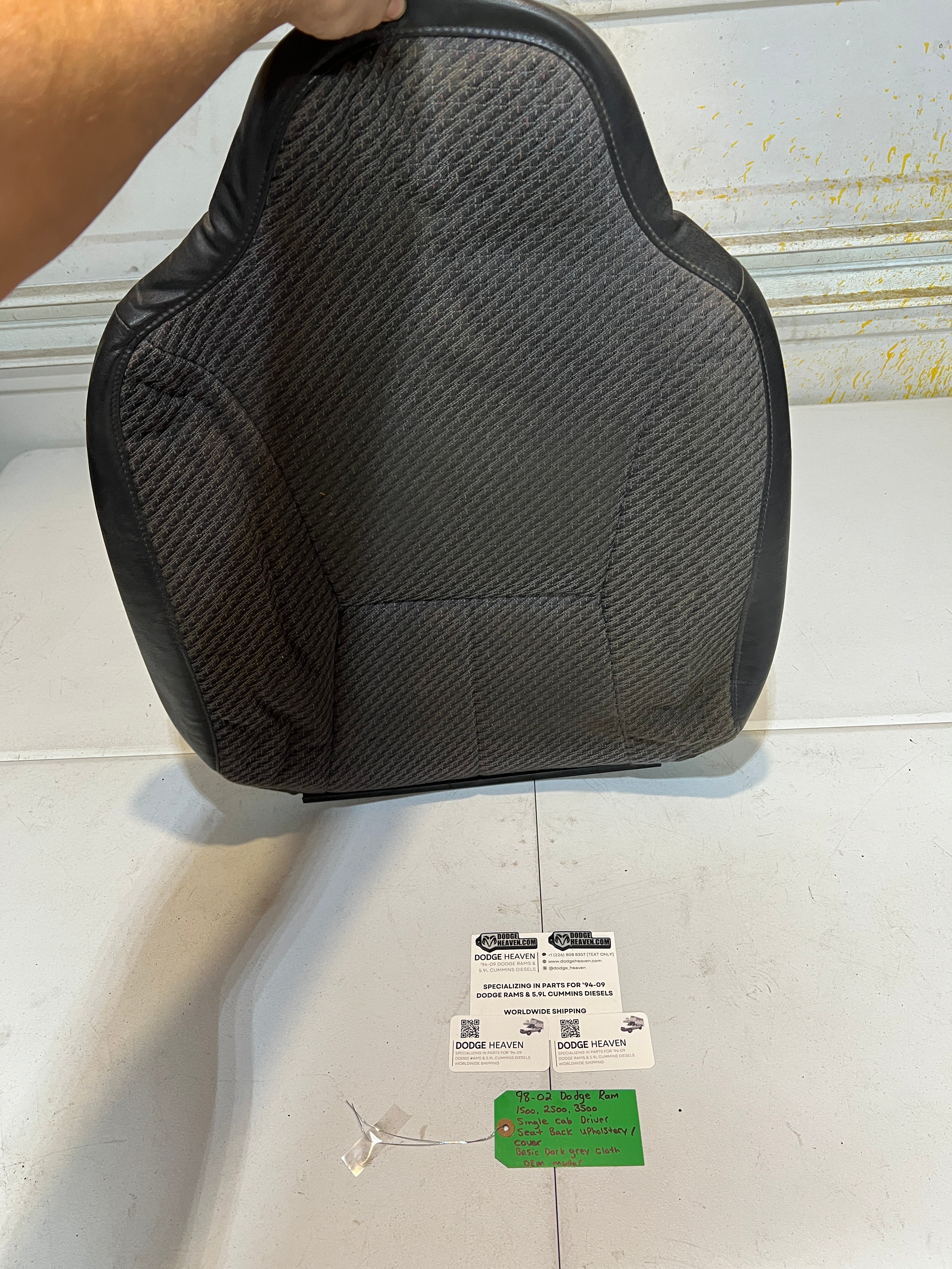 1998-2002 Dodge Raam 1500-3500 Single Cab Driver Seat Back Upholstery / Cover