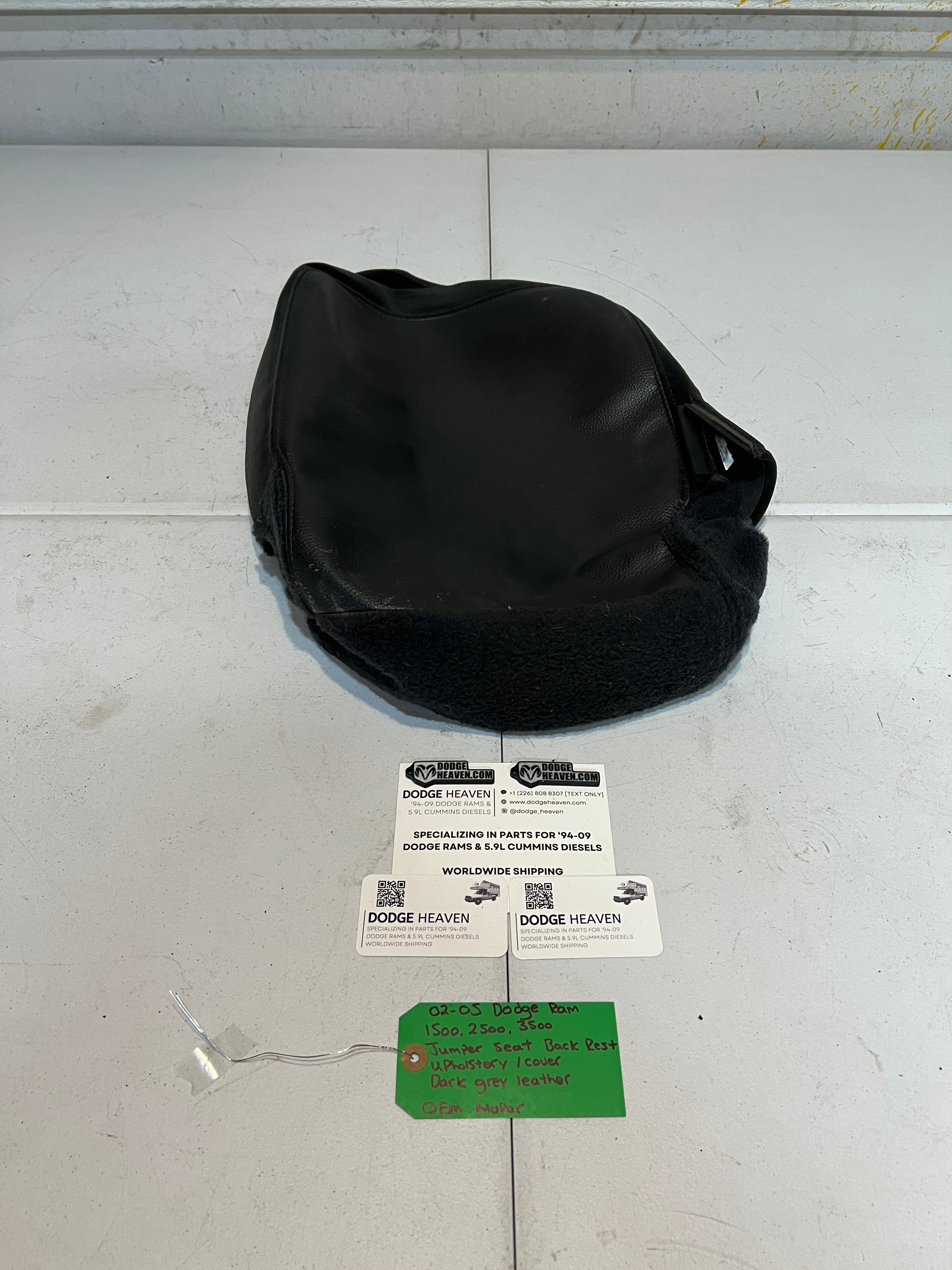 2002-2005 Dodge Ram 1500-3500 Jumper Seat Back Rest Upholstery Dark Grey Leather