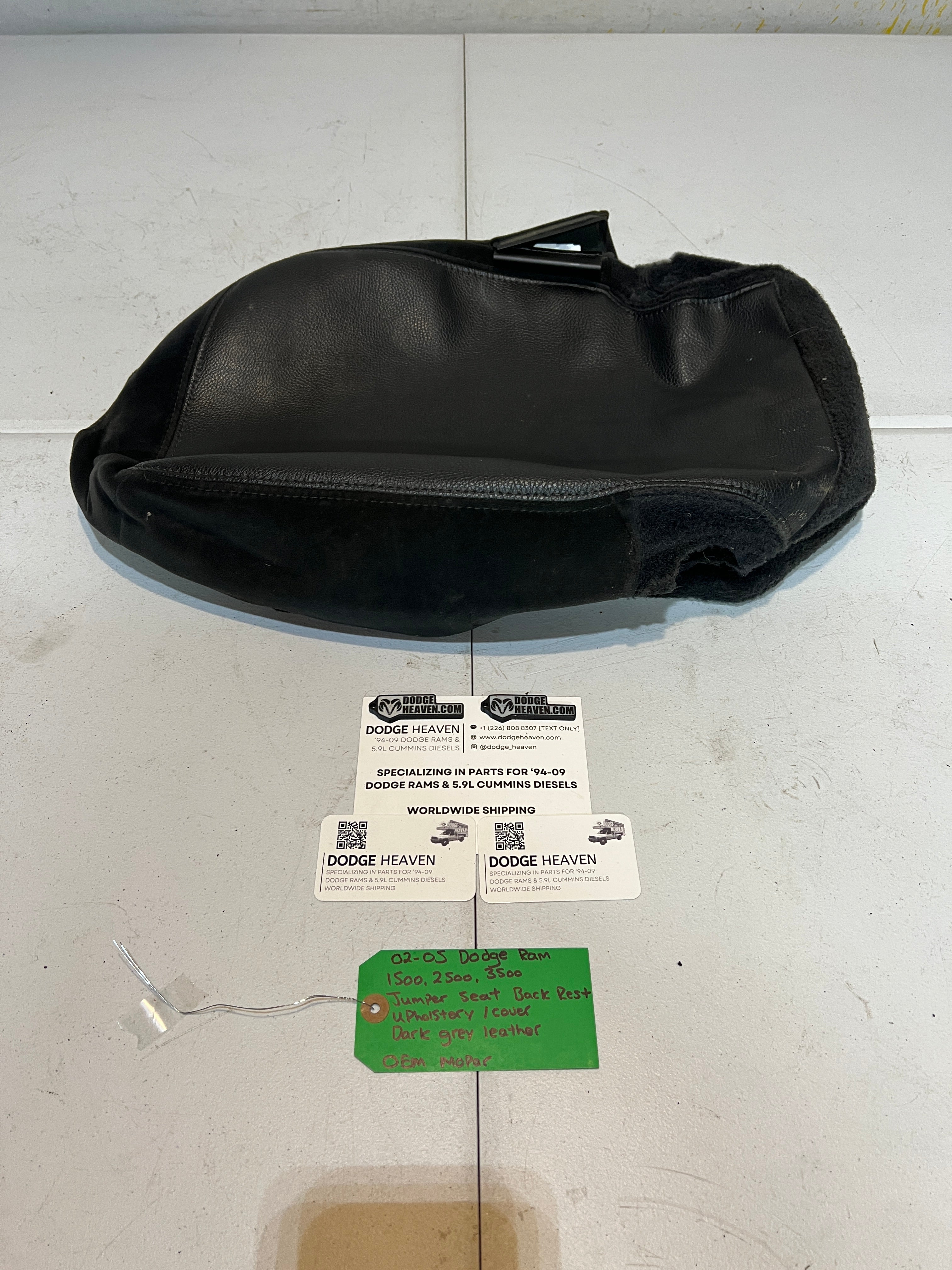 2002-2005 Dodge Ram 1500-3500 Jumper Seat Back Rest Upholstery Dark Grey Leather