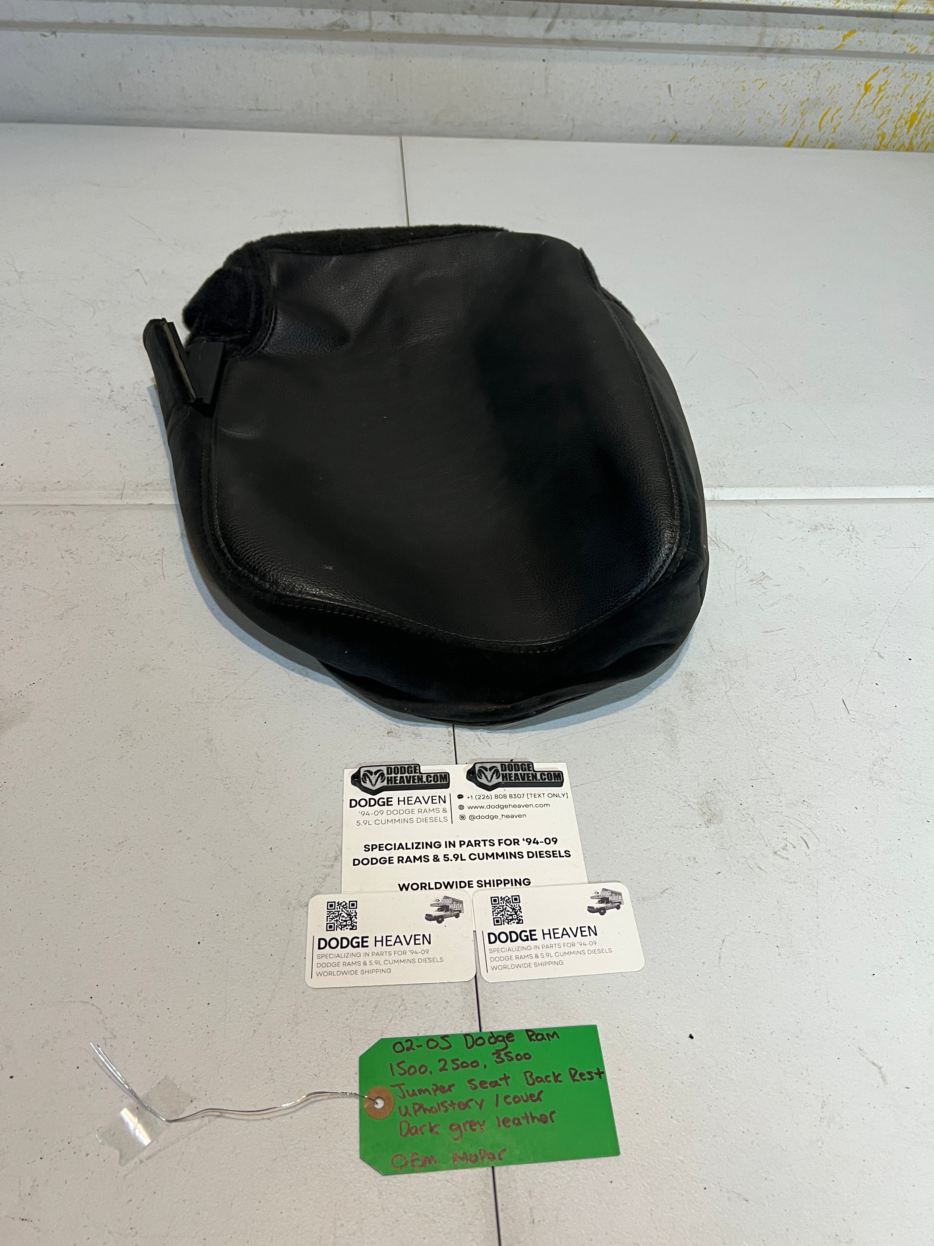 2002-2005 Dodge Ram 1500-3500 Jumper Seat Back Rest Upholstery Dark Grey Leather