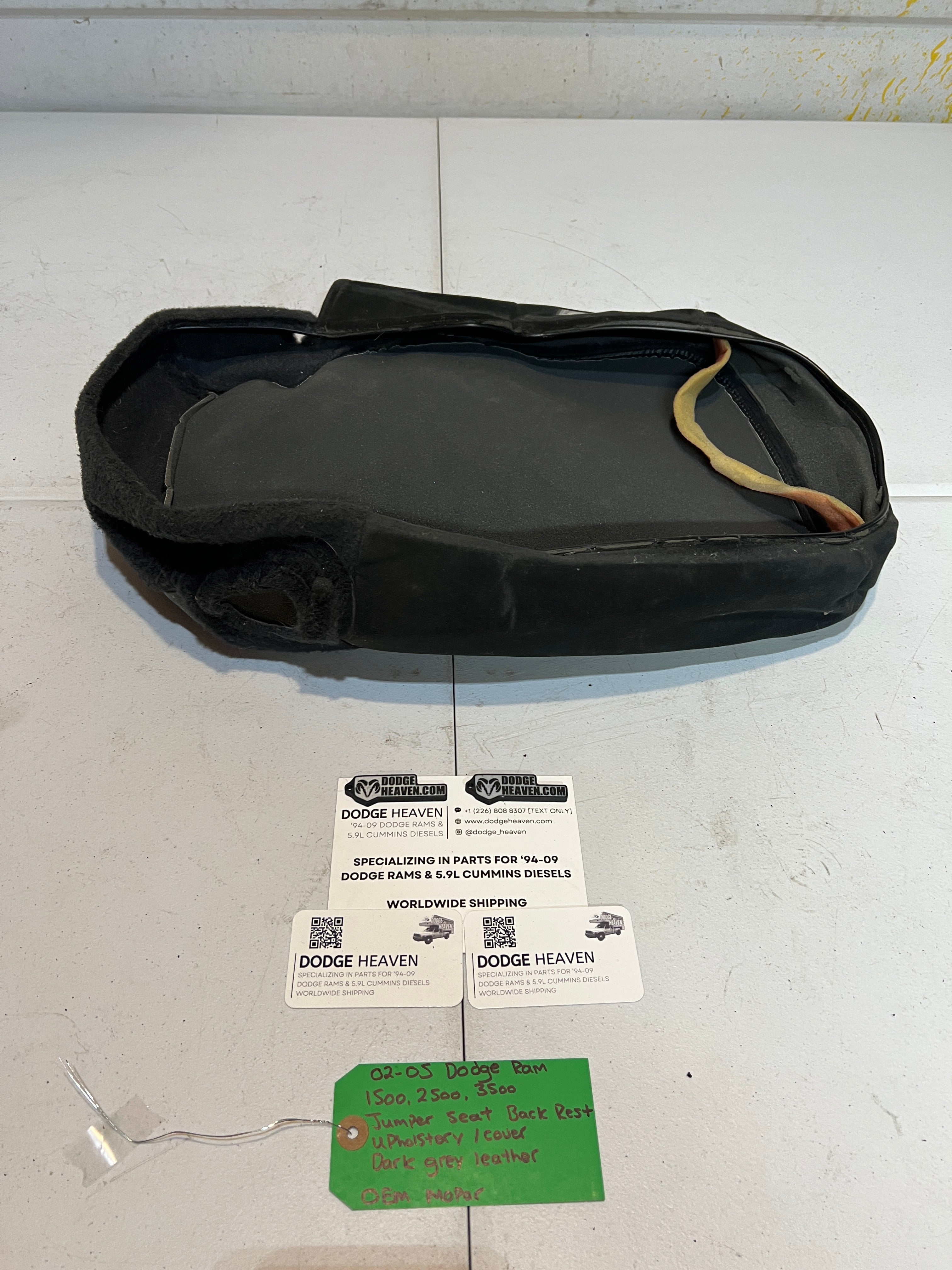2002-2005 Dodge Ram 1500-3500 Jumper Seat Back Rest Upholstery Dark Grey Leather