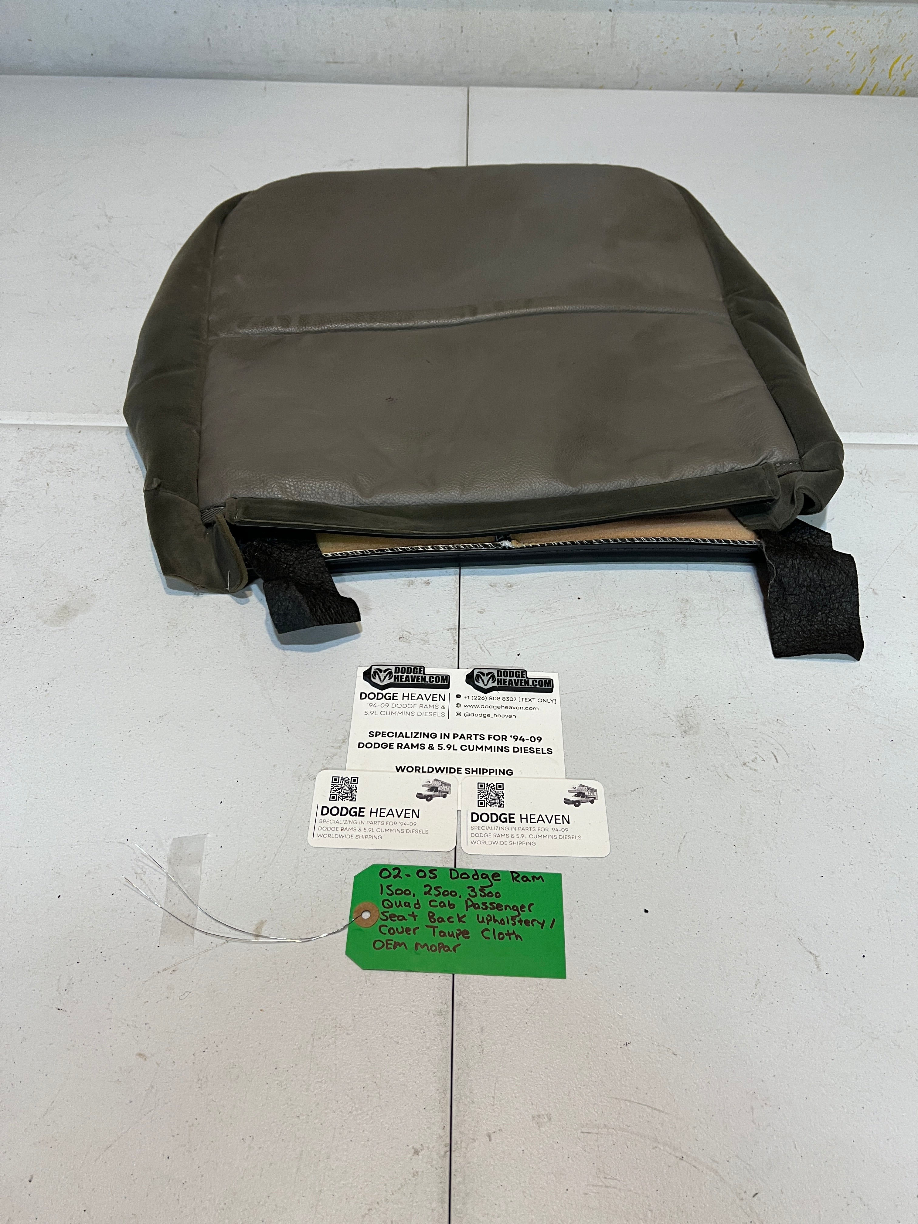 2002-2005 Dodge Ram 1500-3500 Passenger Seat Back Cloth Upholstery Taupe