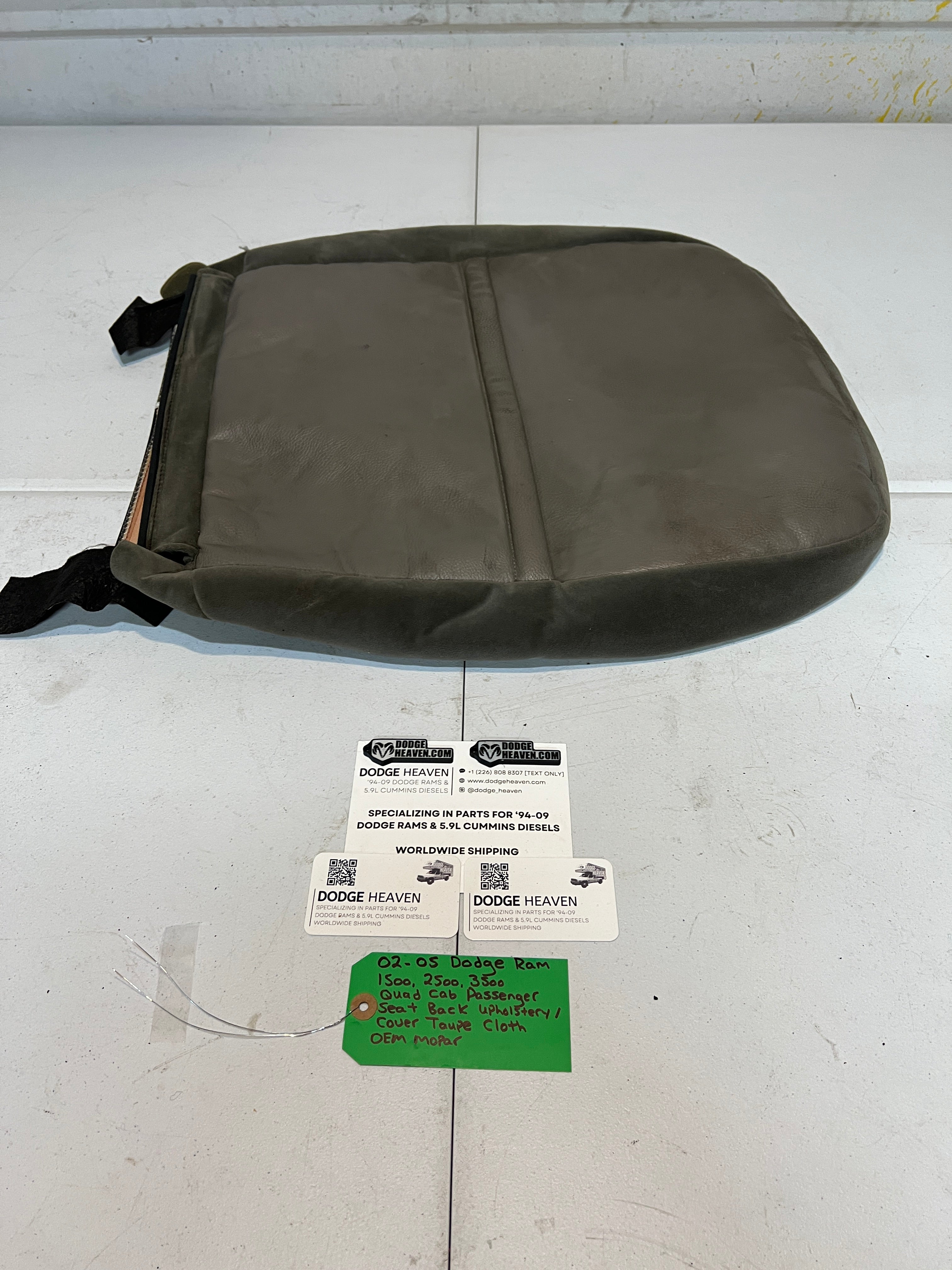 2002-2005 Dodge Ram 1500-3500 Passenger Seat Back Cloth Upholstery Taupe