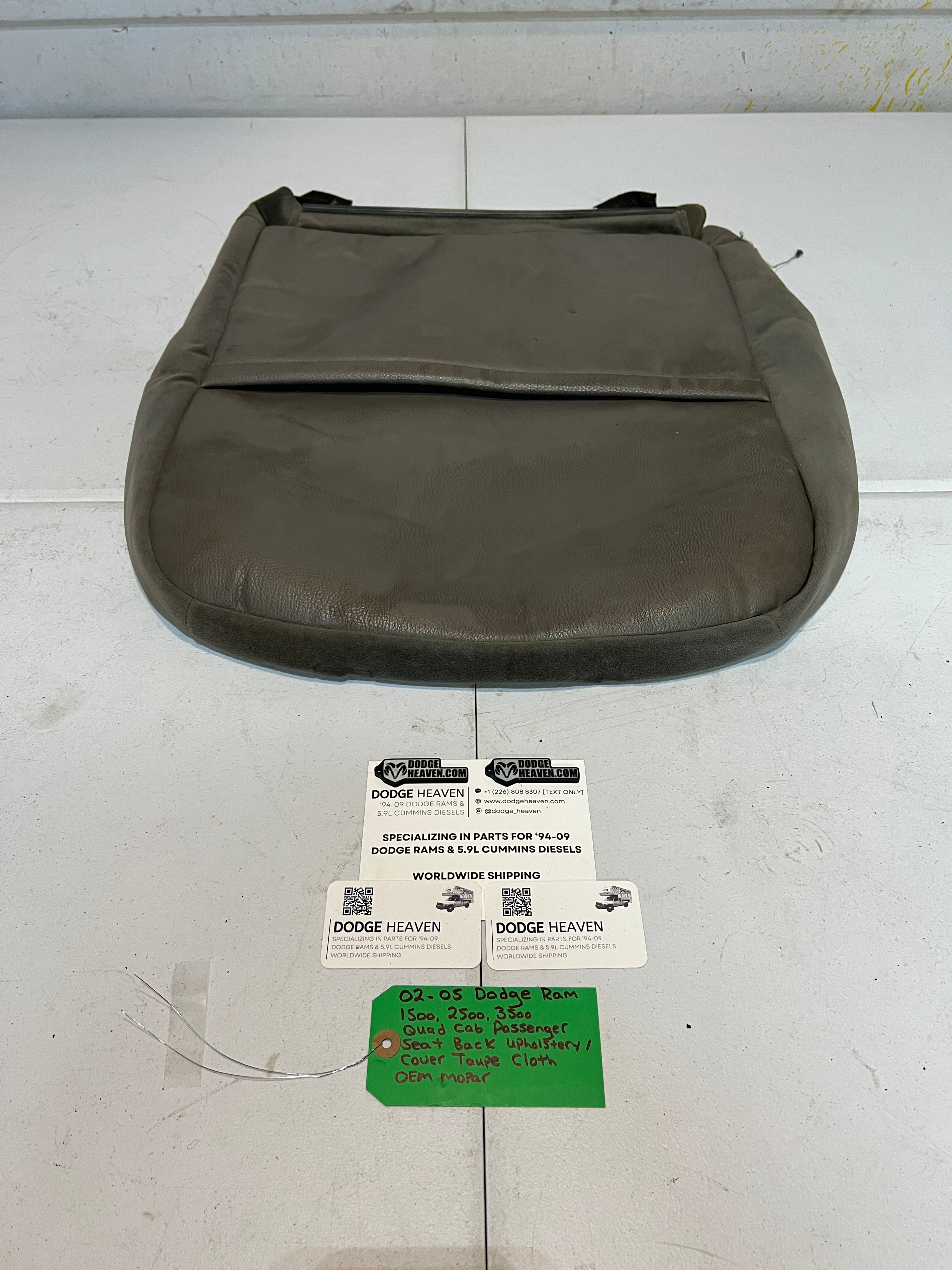 2002-2005 Dodge Ram 1500-3500 Passenger Seat Back Cloth Upholstery Taupe