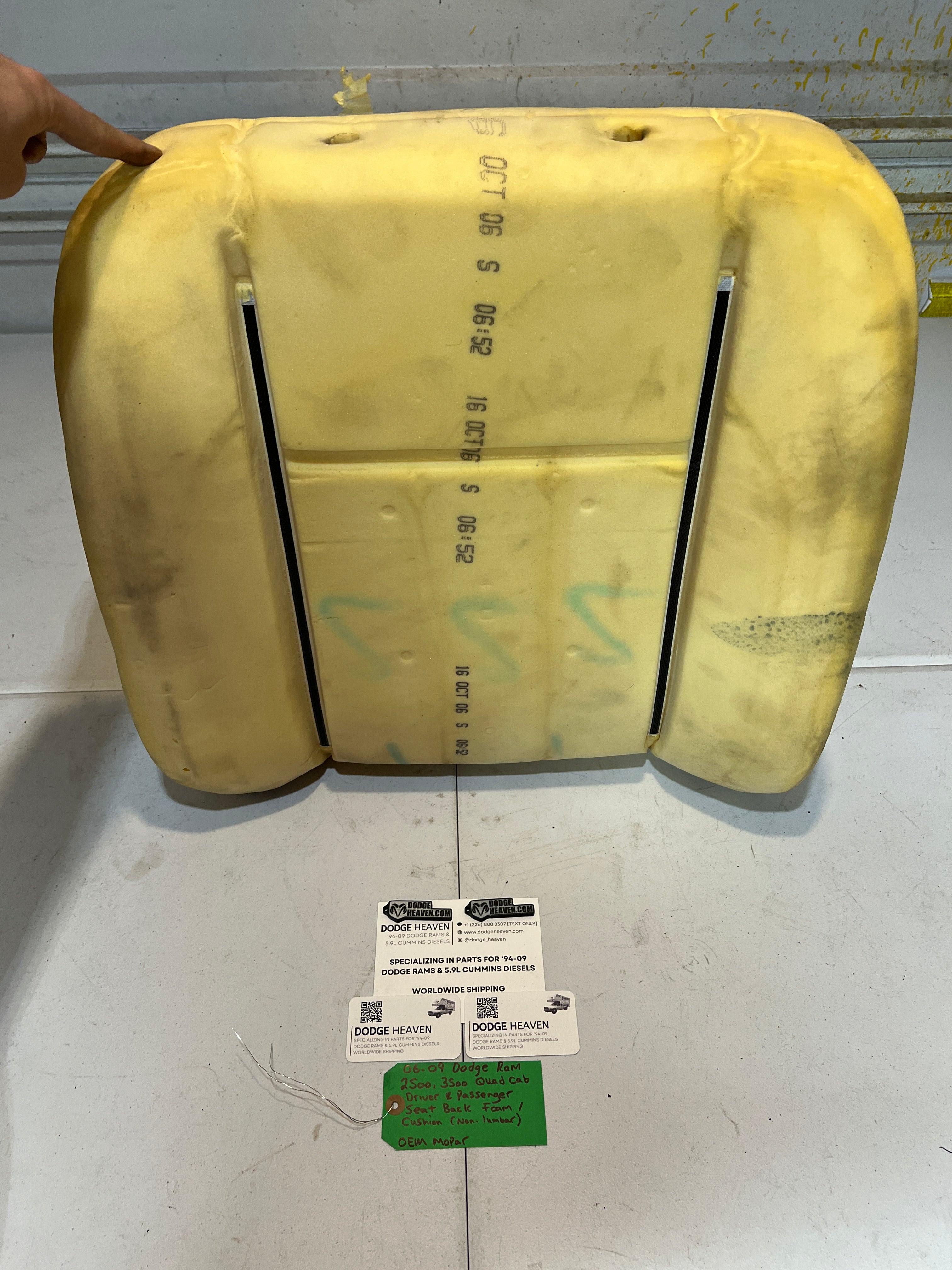 2006-2009 Dodge Ram 2500 3500 Quad Cab Driver & Passenger Seat Back Foam