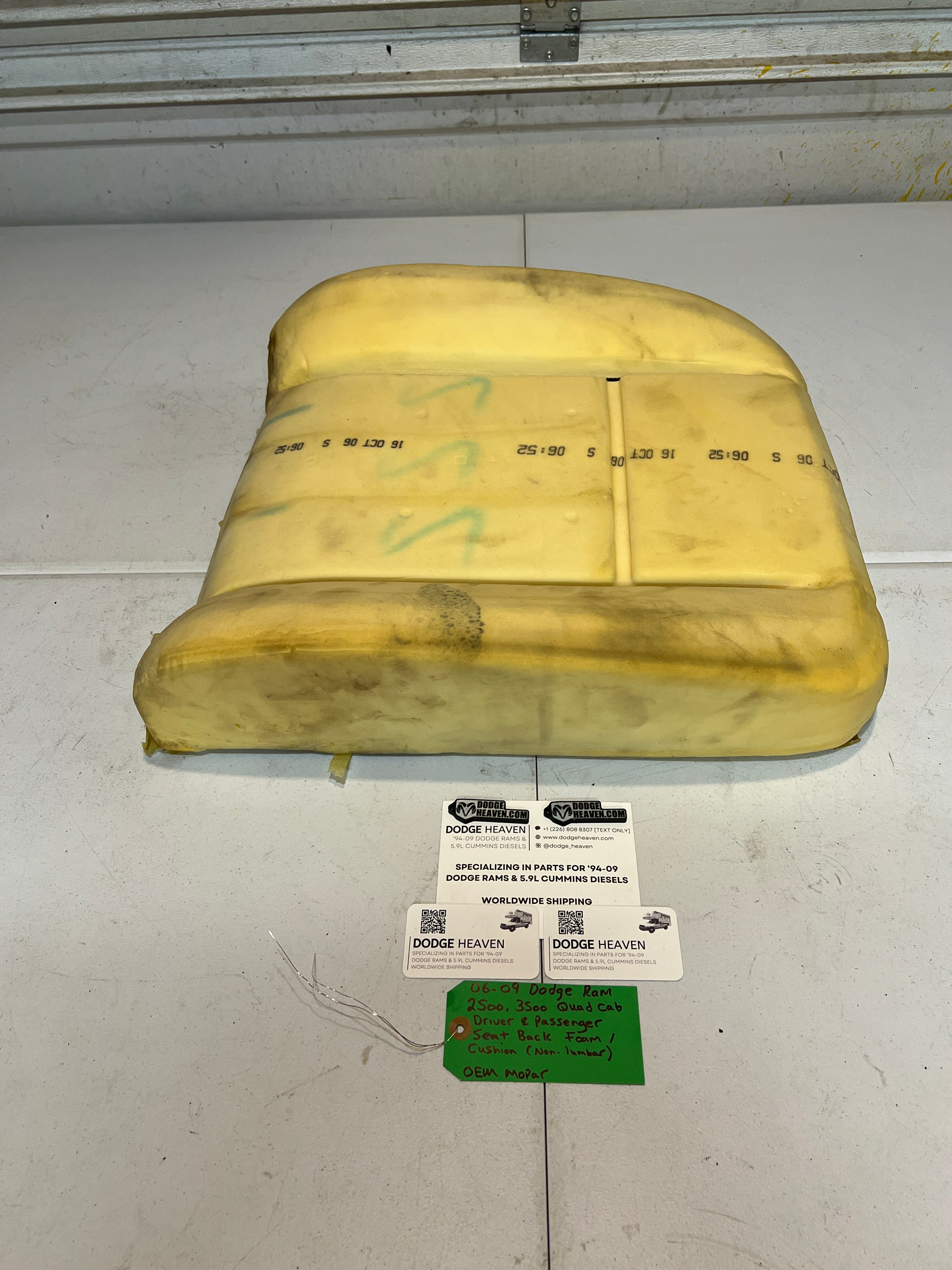 2006-2009 Dodge Ram 2500 3500 Quad Cab Driver & Passenger Seat Back Foam