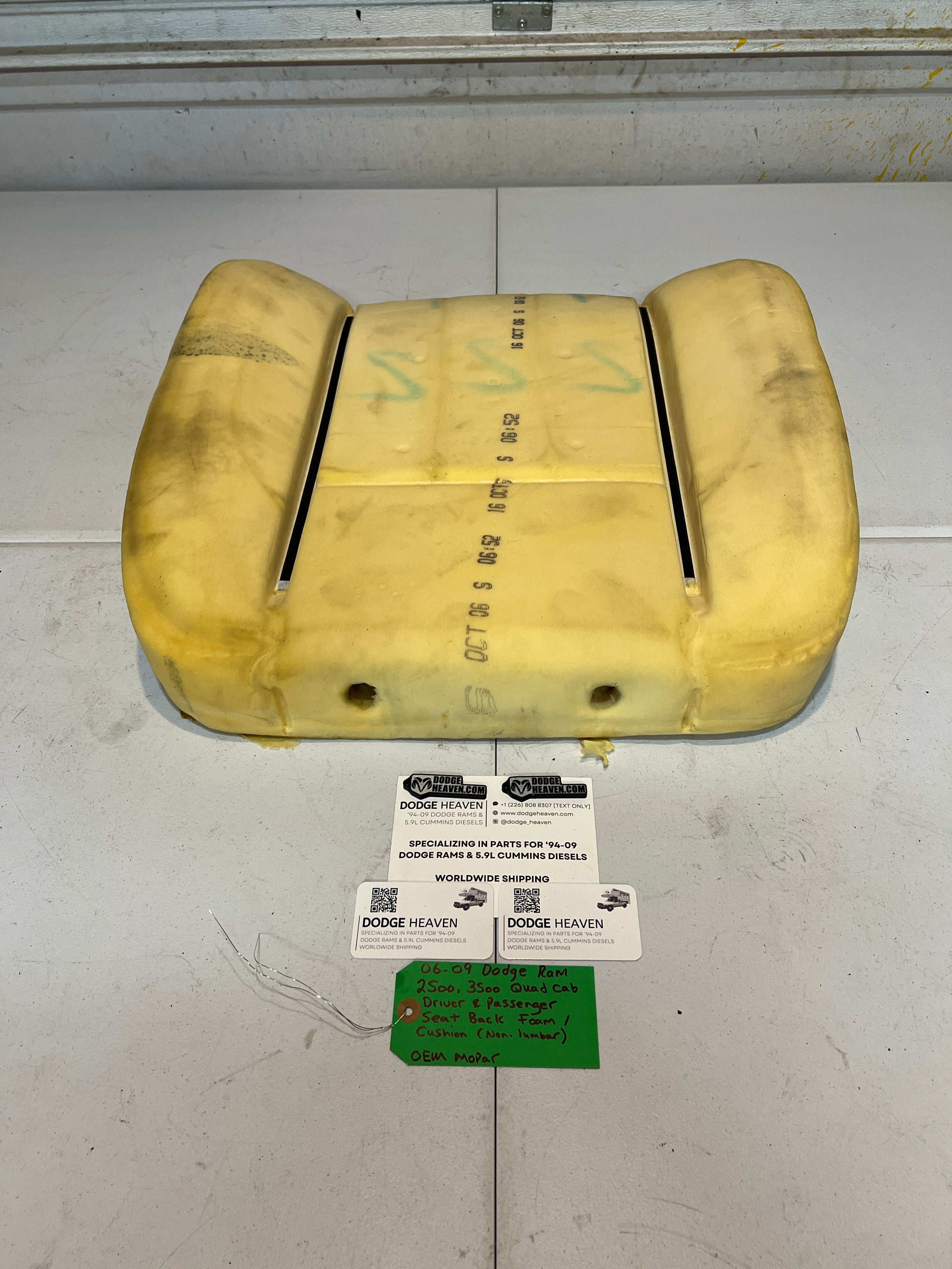 2006-2009 Dodge Ram 2500 3500 Quad Cab Driver & Passenger Seat Back Foam