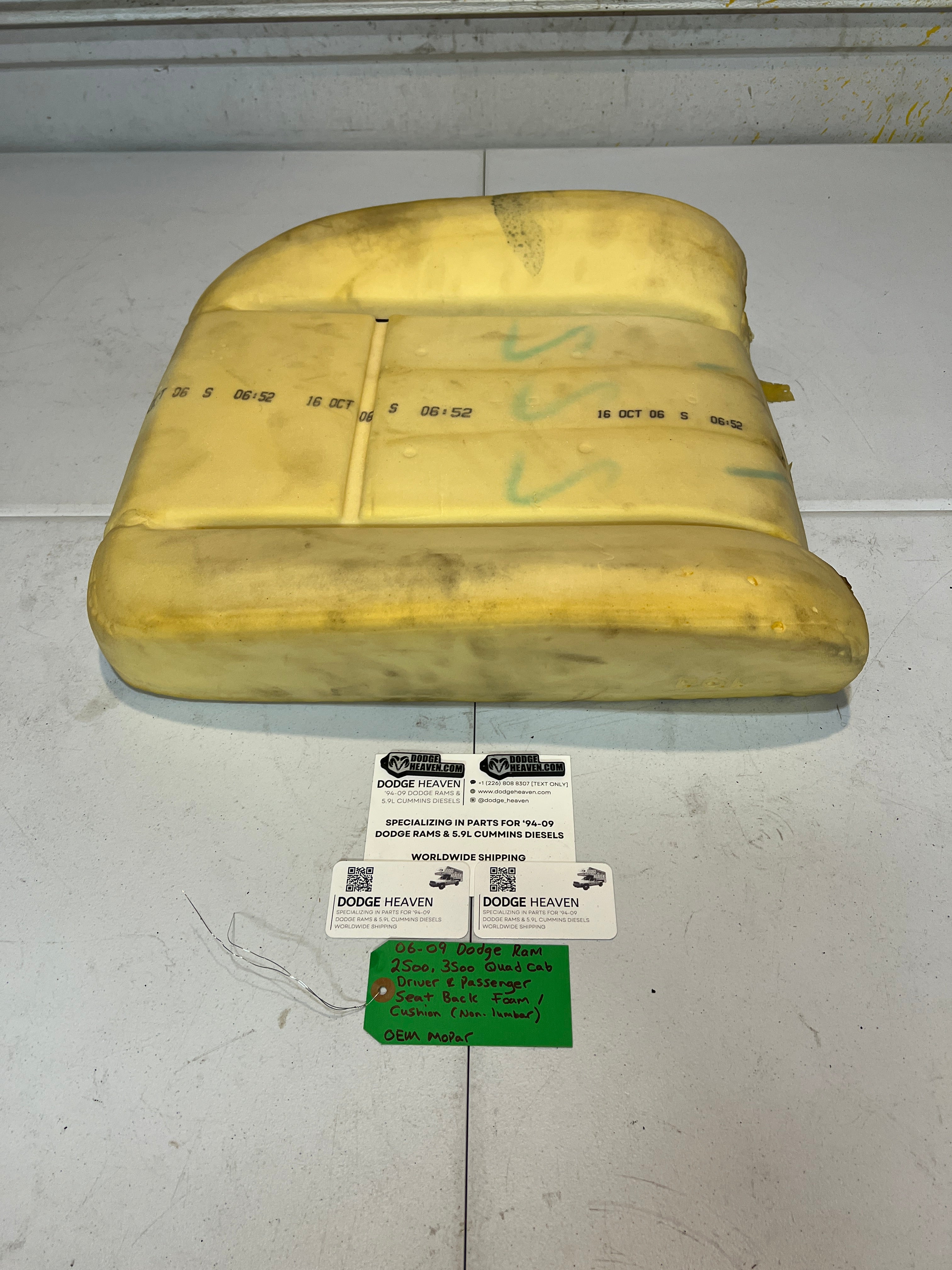 2006-2009 Dodge Ram 2500 3500 Quad Cab Driver & Passenger Seat Back Foam