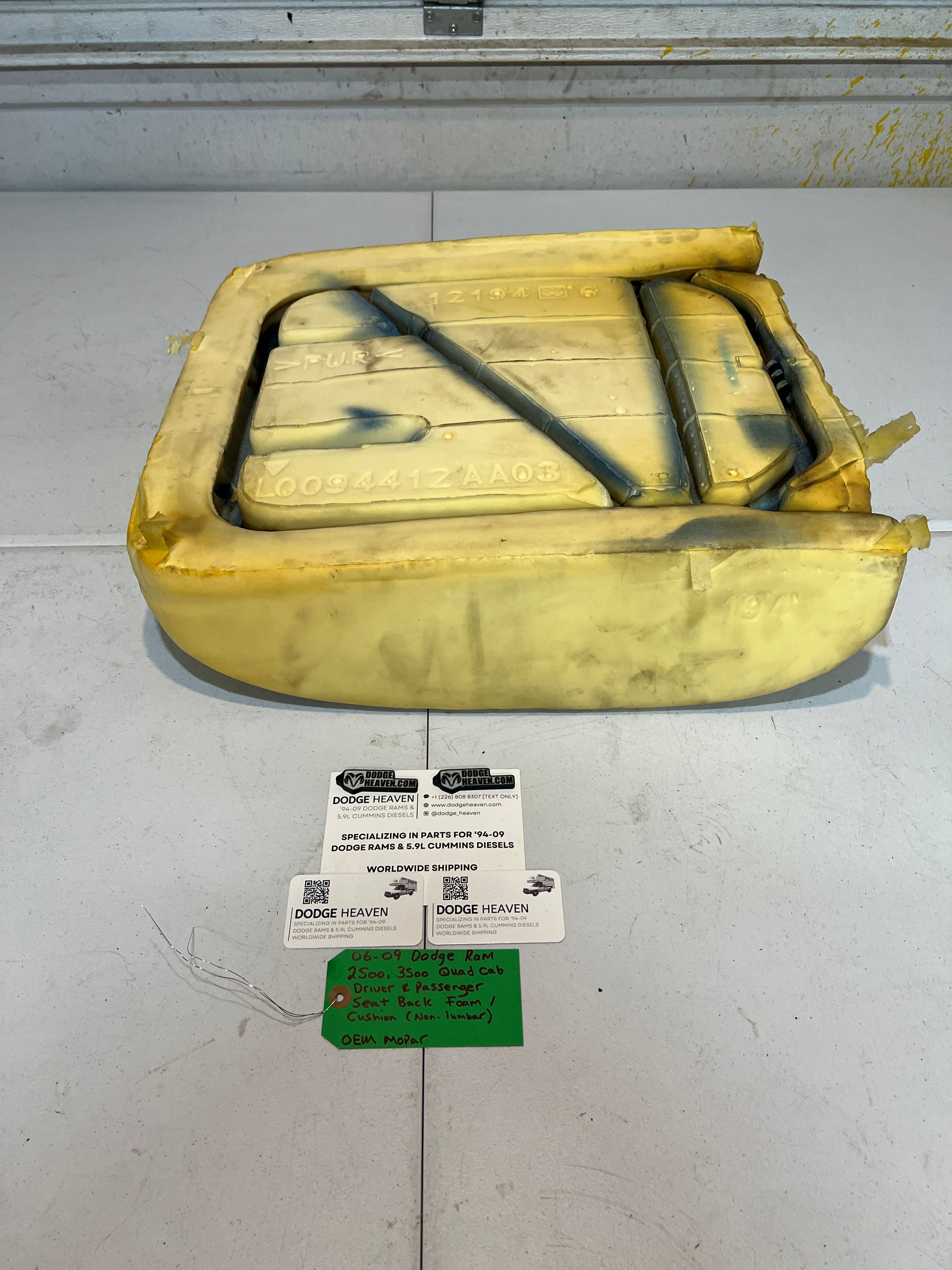 2006-2009 Dodge Ram 2500 3500 Quad Cab Driver & Passenger Seat Back Foam