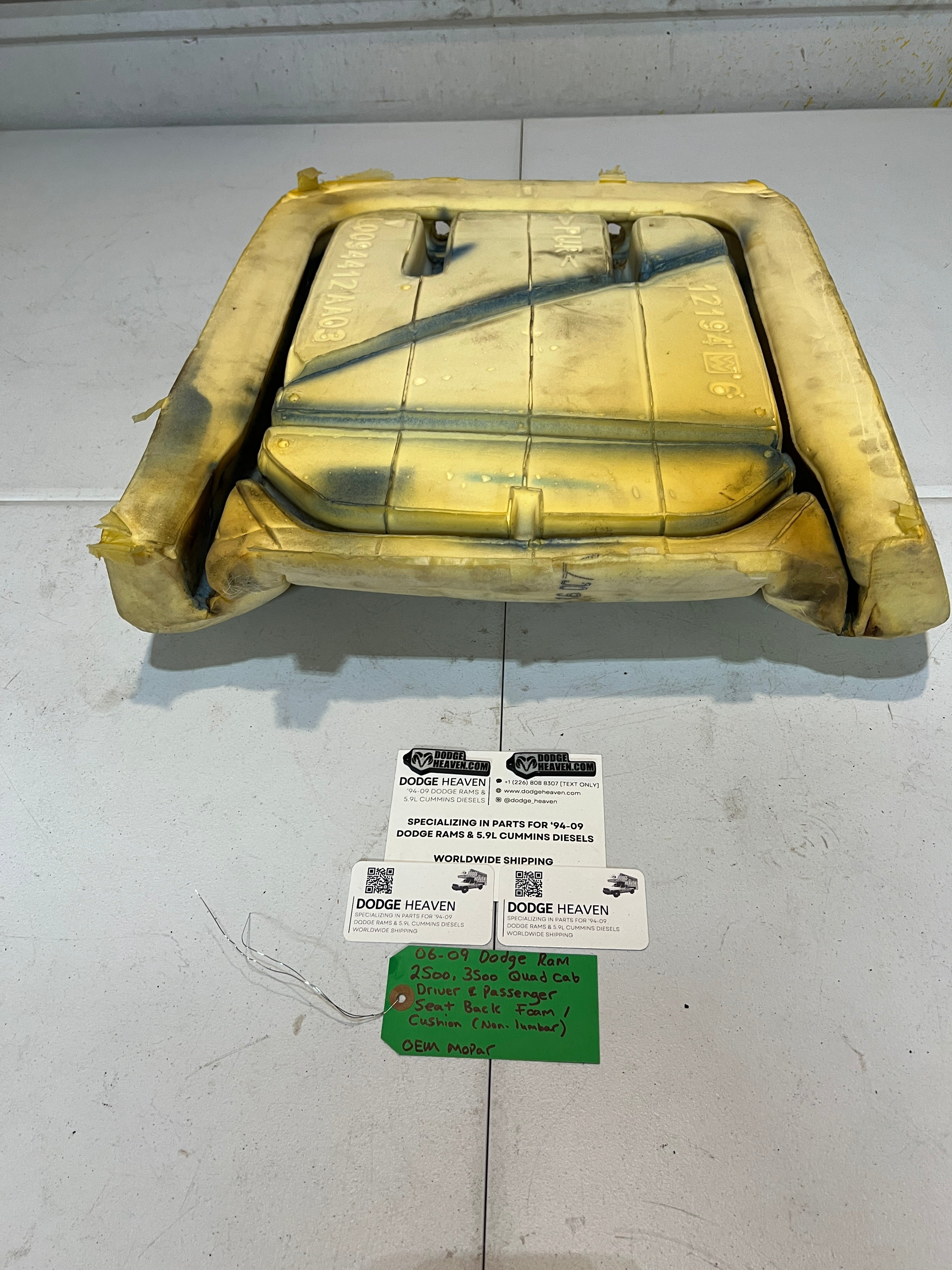 2006-2009 Dodge Ram 2500 3500 Quad Cab Driver & Passenger Seat Back Foam