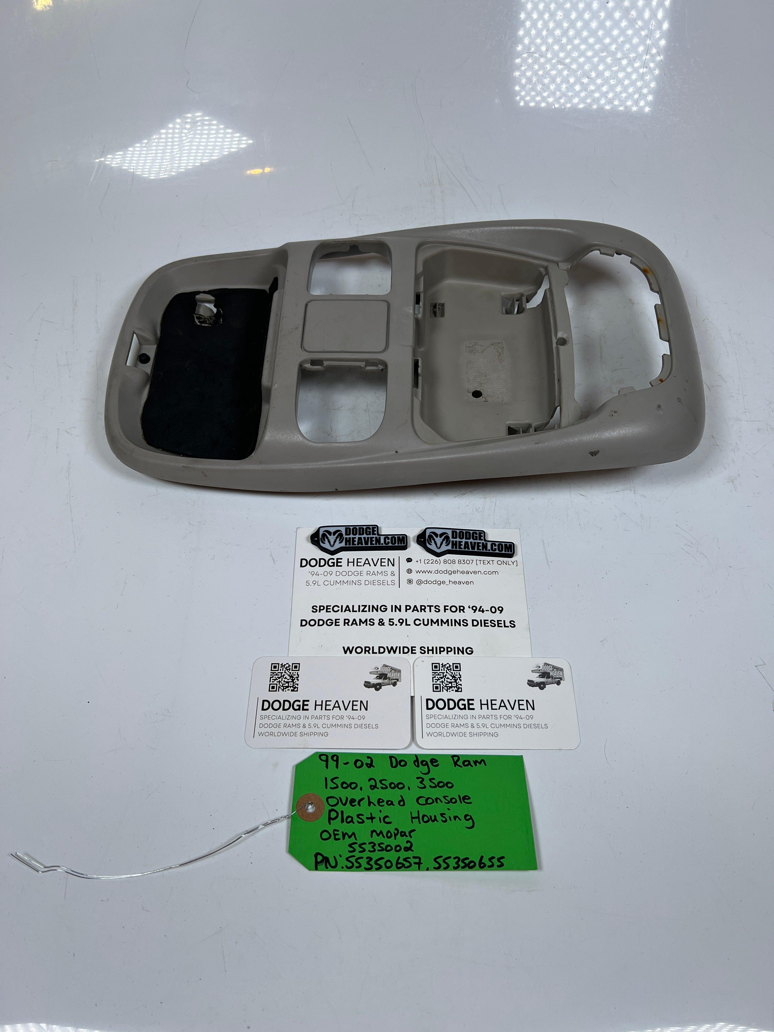 1999-2002 Dodge Ram 1500-3500 Overhead Console Plastic Housing