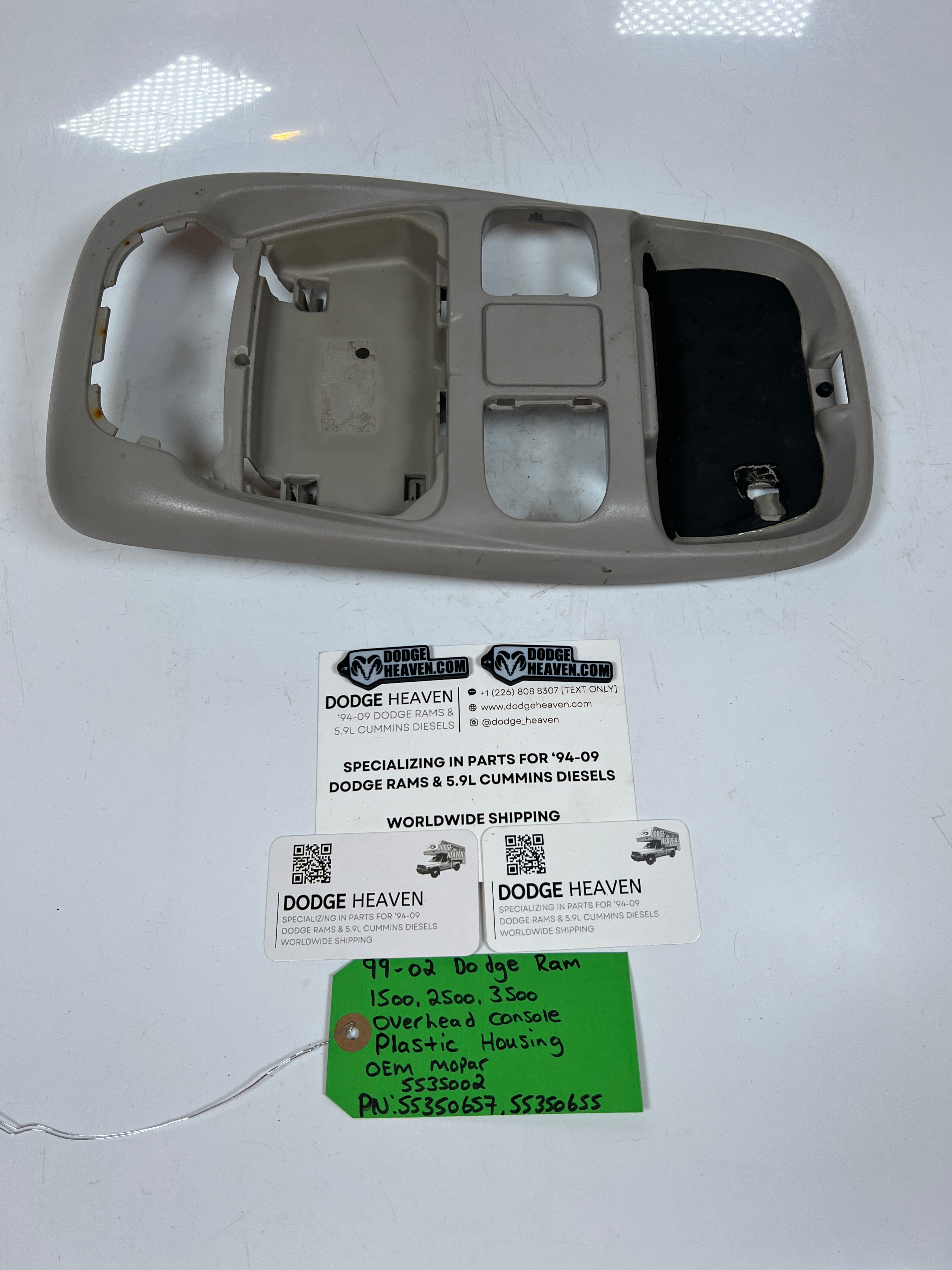 1999-2002 Dodge Ram 1500-3500 Overhead Console Plastic Housing