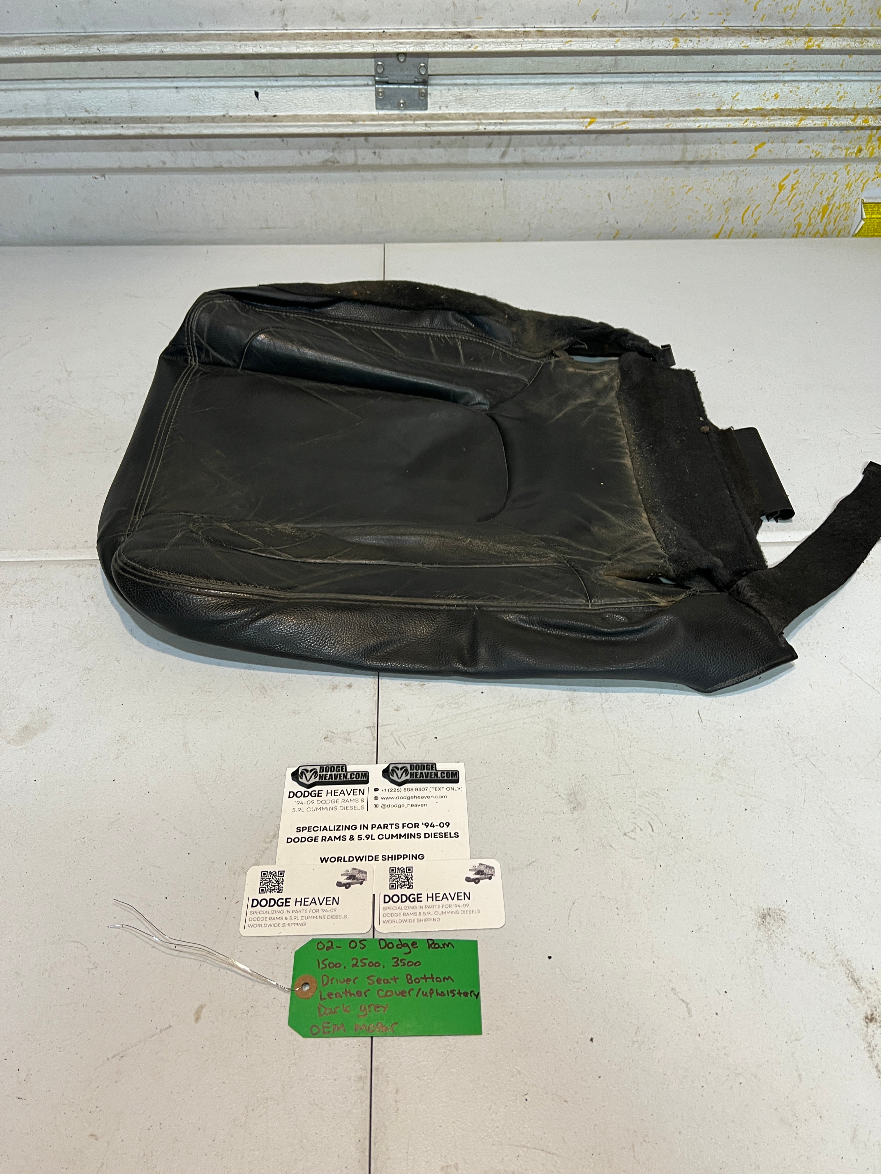 2002-2005 Dodge Ram 1500-3500 Driver Seat Bottom Leather Upholstery Dark Grey