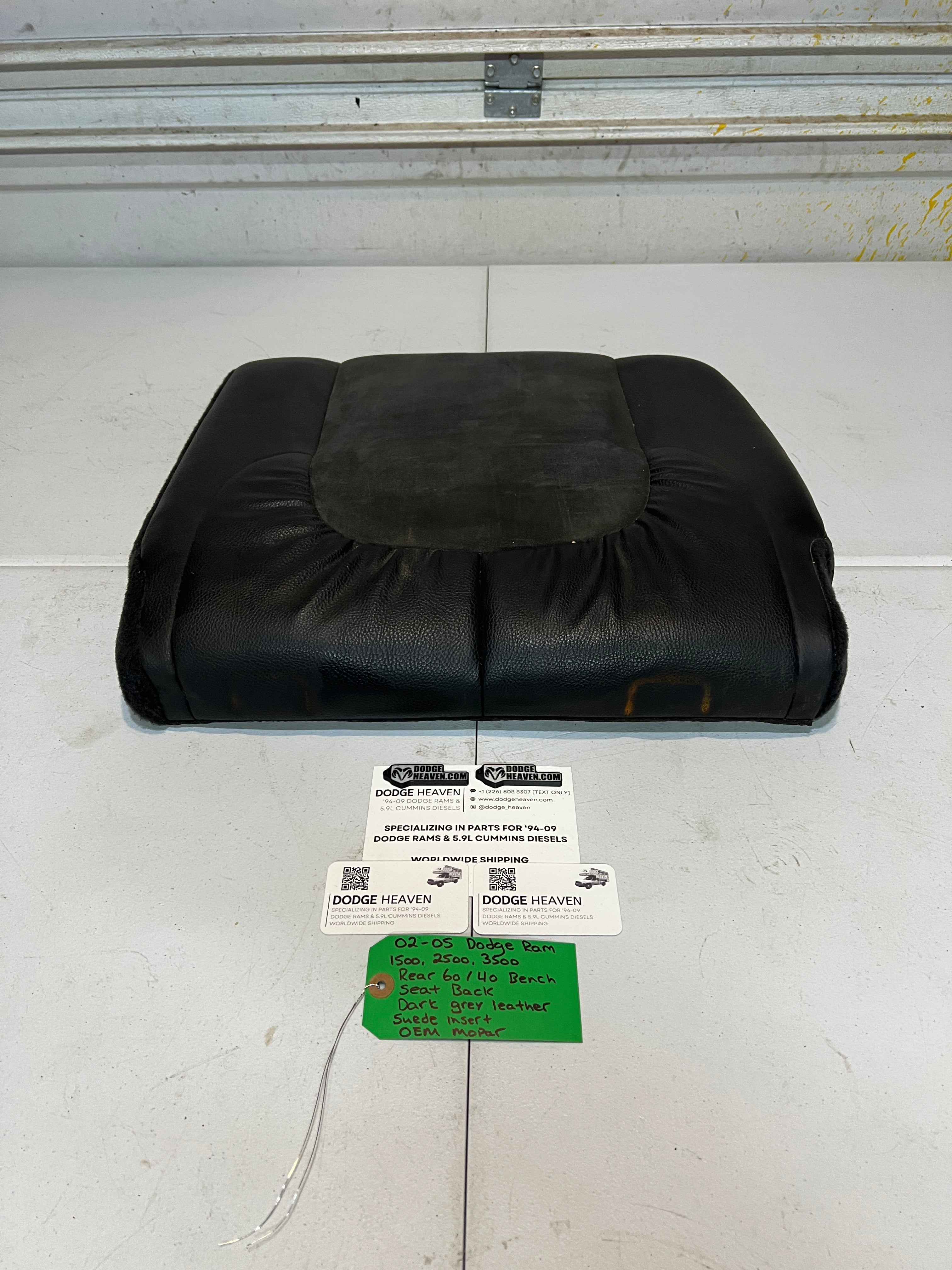2002-2005 Dodge Ram Quad Cab Rear 60/40 Bench Seat Back Dark Grey Leather