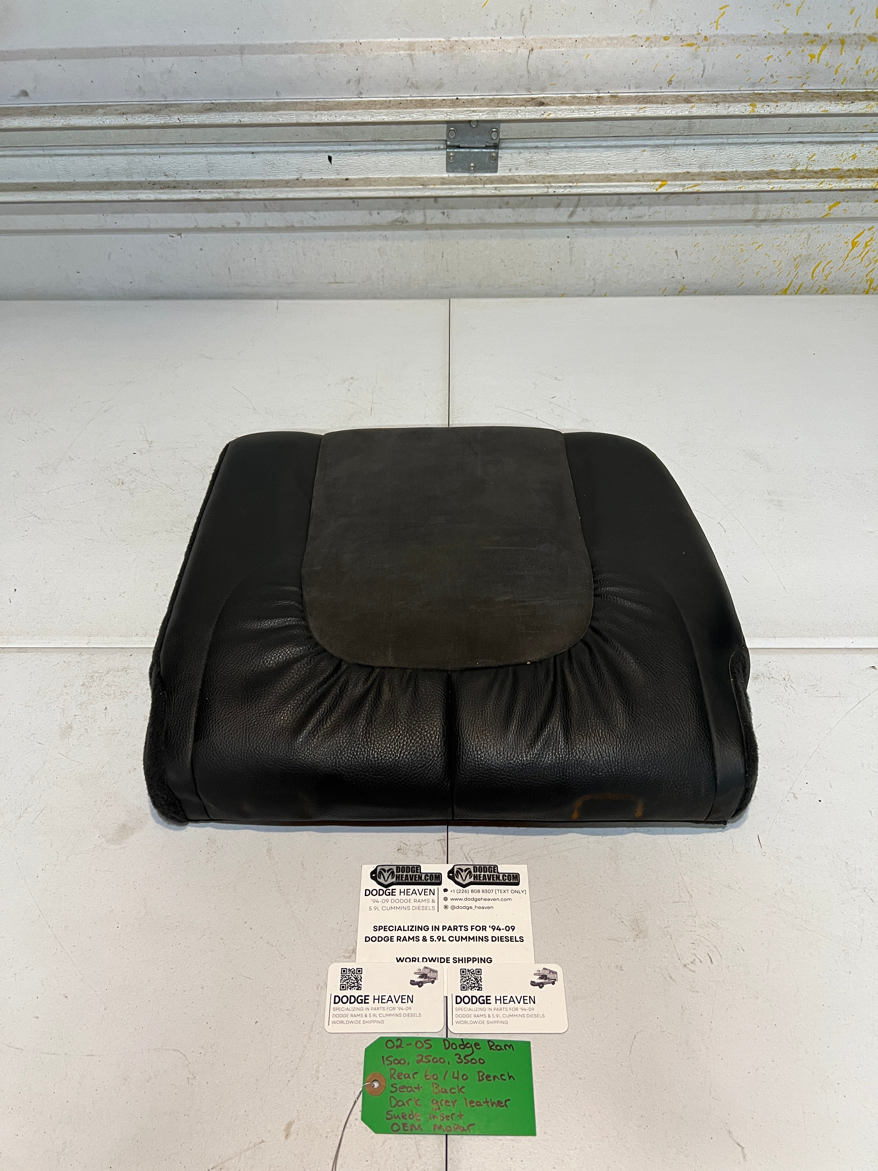 2002-2005 Dodge Ram Quad Cab Rear 60/40 Bench Seat Back Dark Grey Leather