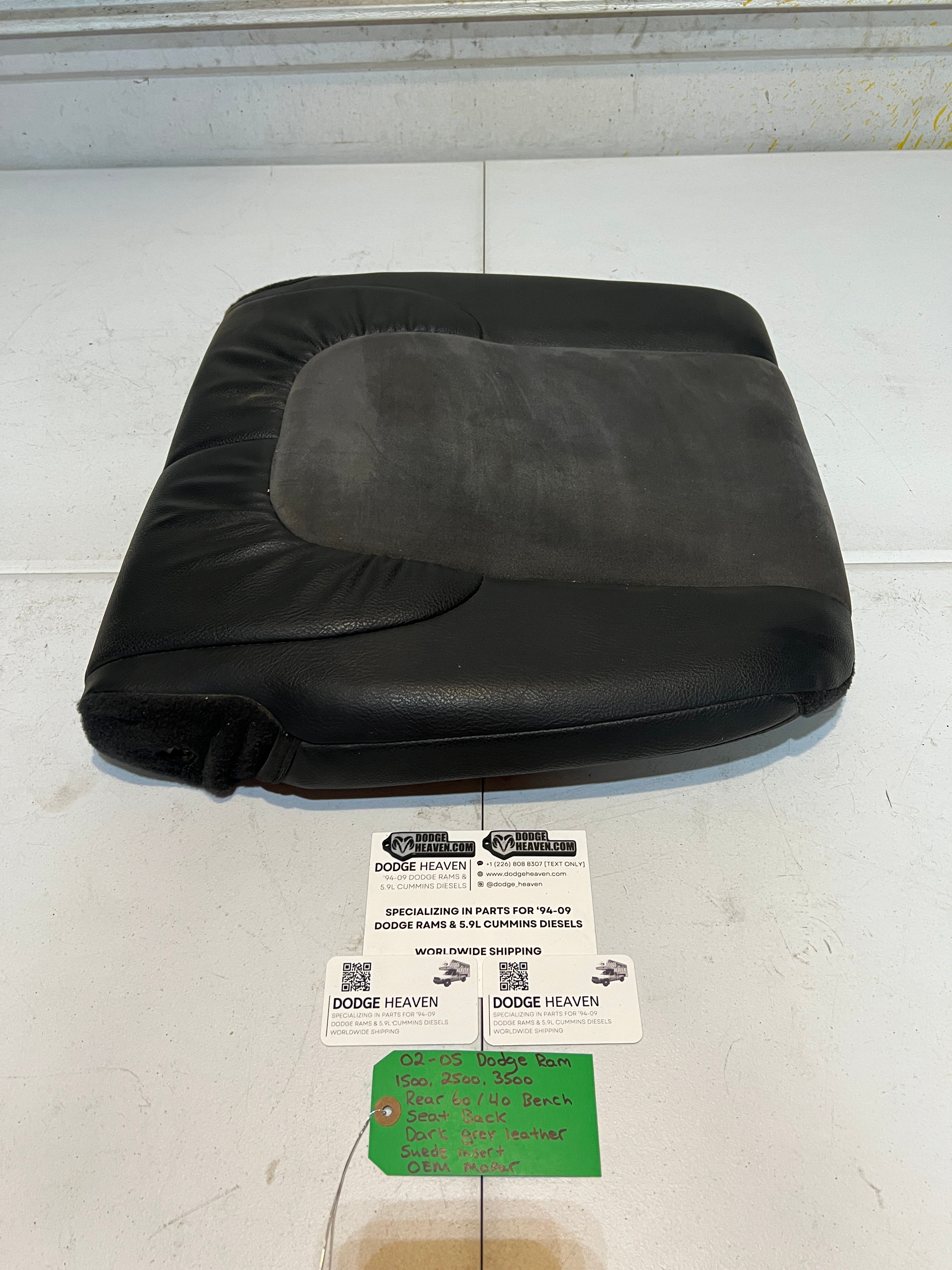 2002-2005 Dodge Ram Quad Cab Rear 60/40 Bench Seat Back Dark Grey Leather