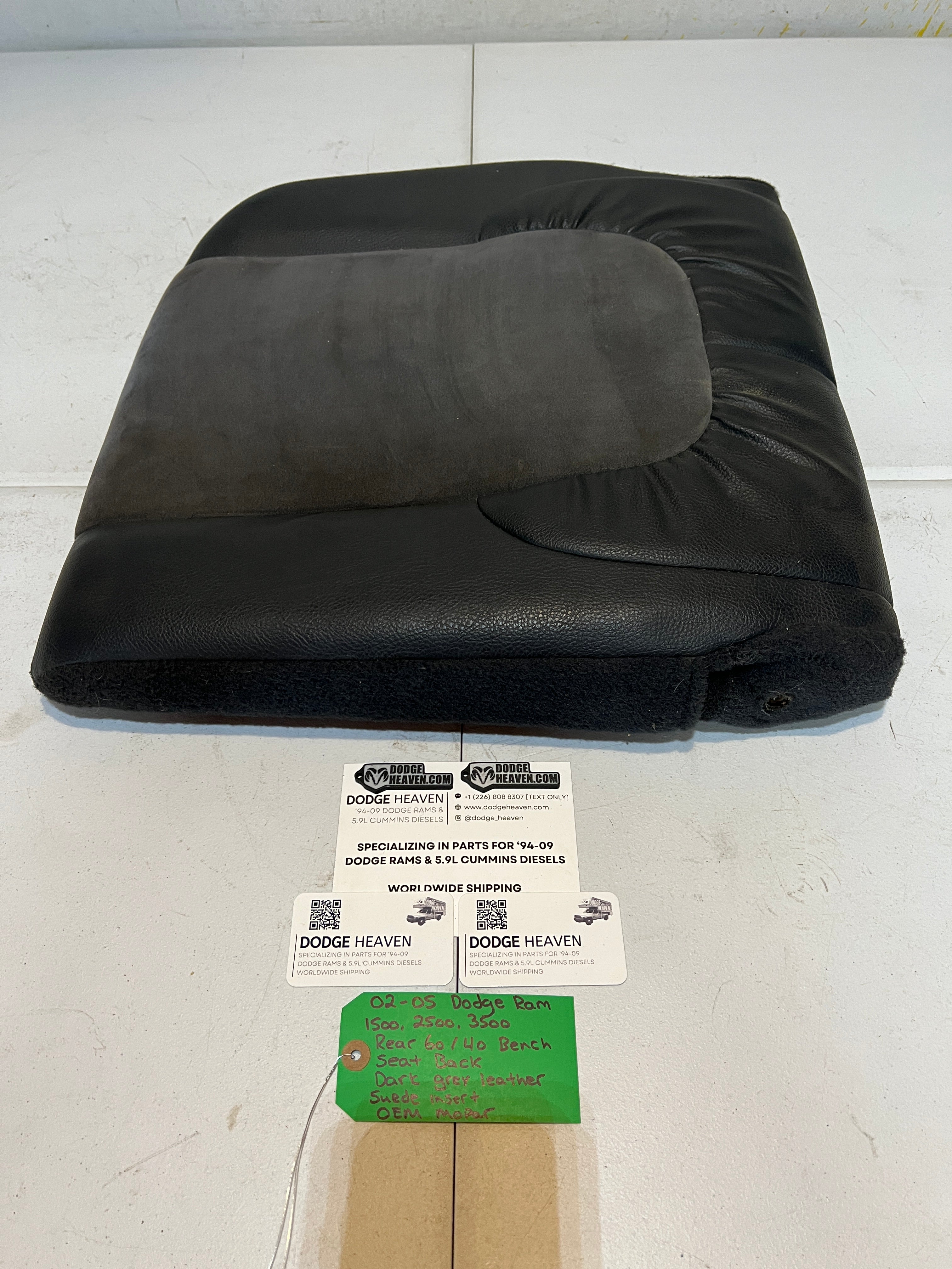 2002-2005 Dodge Ram Quad Cab Rear 60/40 Bench Seat Back Dark Grey Leather