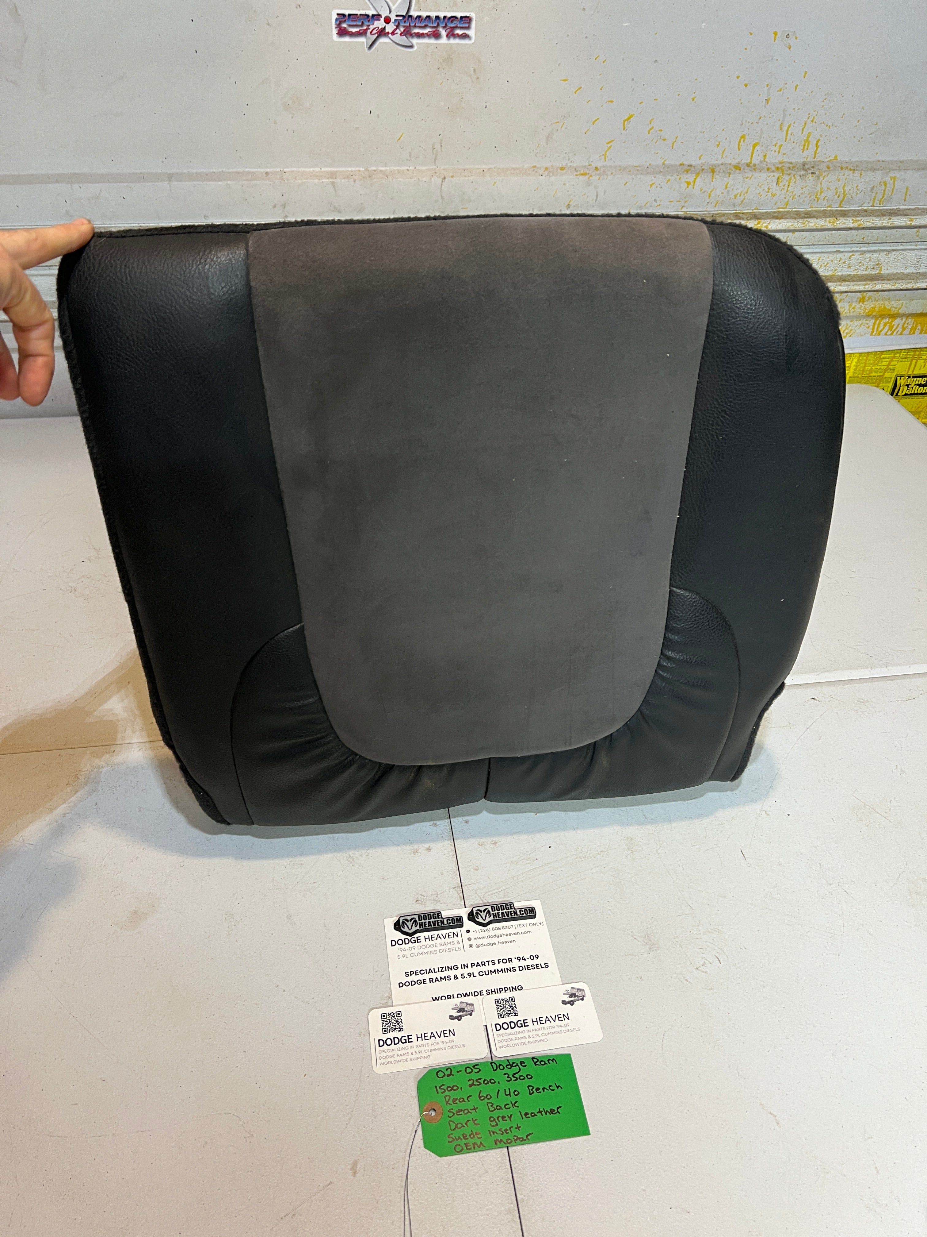 2002-2005 Dodge Ram Quad Cab Rear 60/40 Bench Seat Back Dark Grey Leather